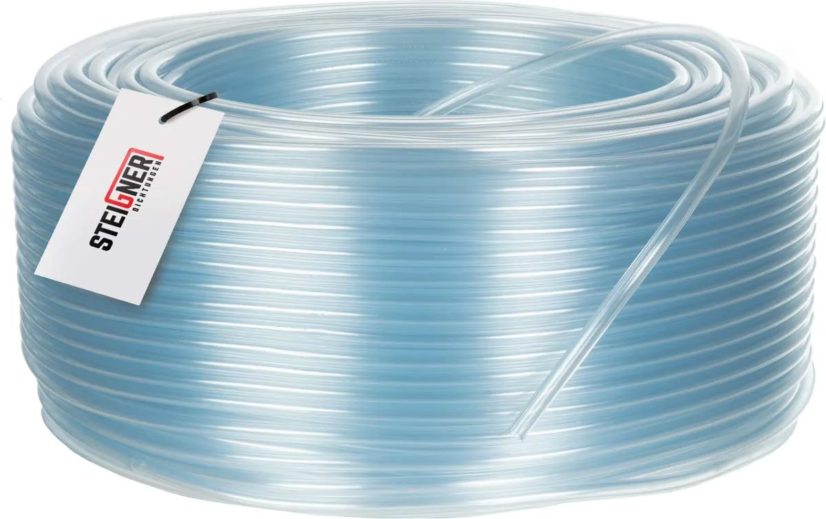 STEIGNER Tubo Flessibile in PVC, Tubo dell'Acqua, Tubo Flessibile Tecnico, Trasparente, Diametro: 4-6 mm, Lunghezza: 50 m, SBS-02-50