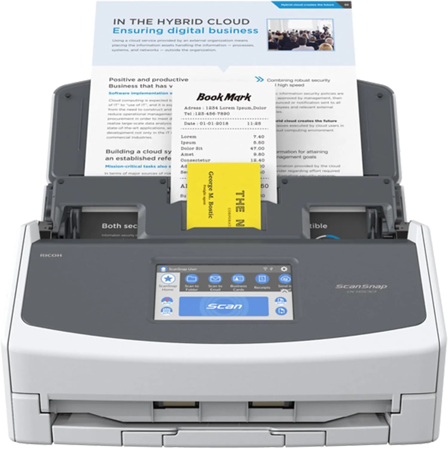 ScanSnap iX1600 (bianco) - Scanner documenti - ADF, Scanner Fronte Retro Duplex - A4, Touchscreen, Wi-Fi, USB3.2