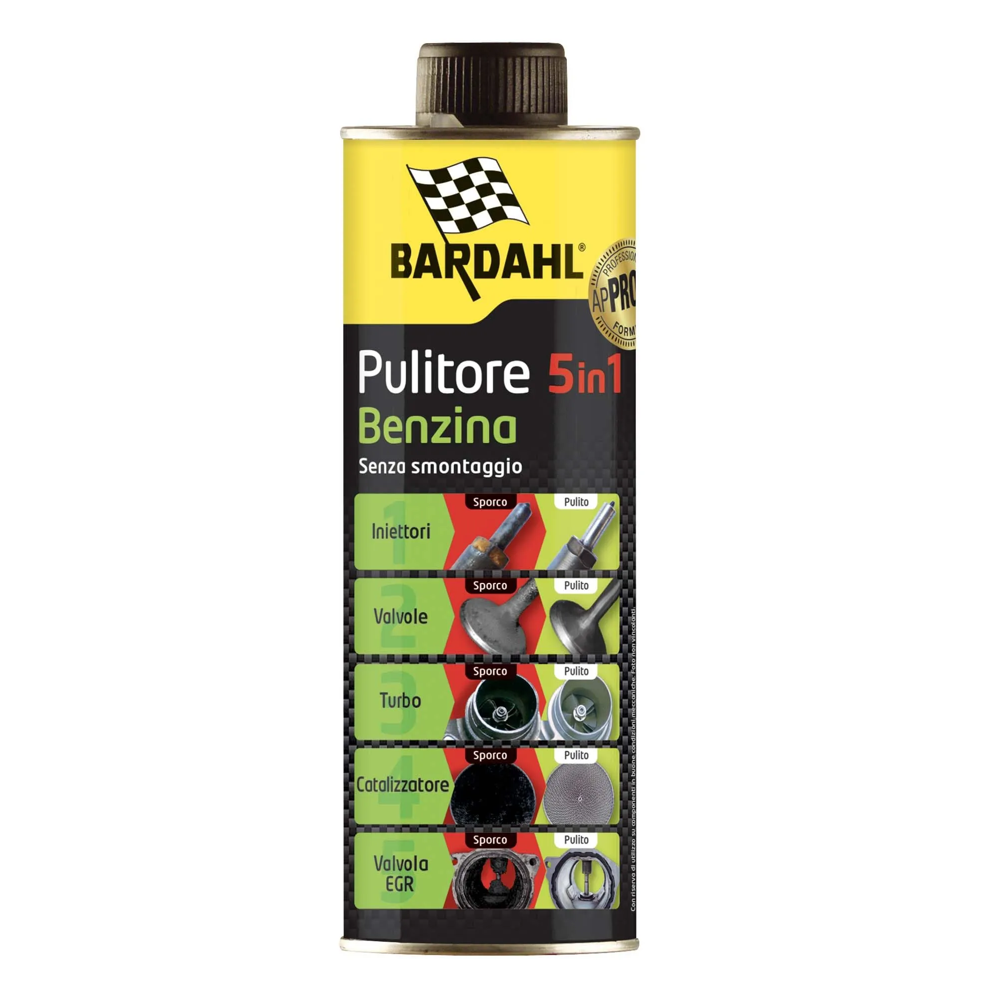 Bardahl - Pulitore 5 in 1 Benzina, Additivo Multifunzionale per la Completa Pulizia dei Motori a Benzina, Aumenta la Potenza e Le Prestazioni, 500ml