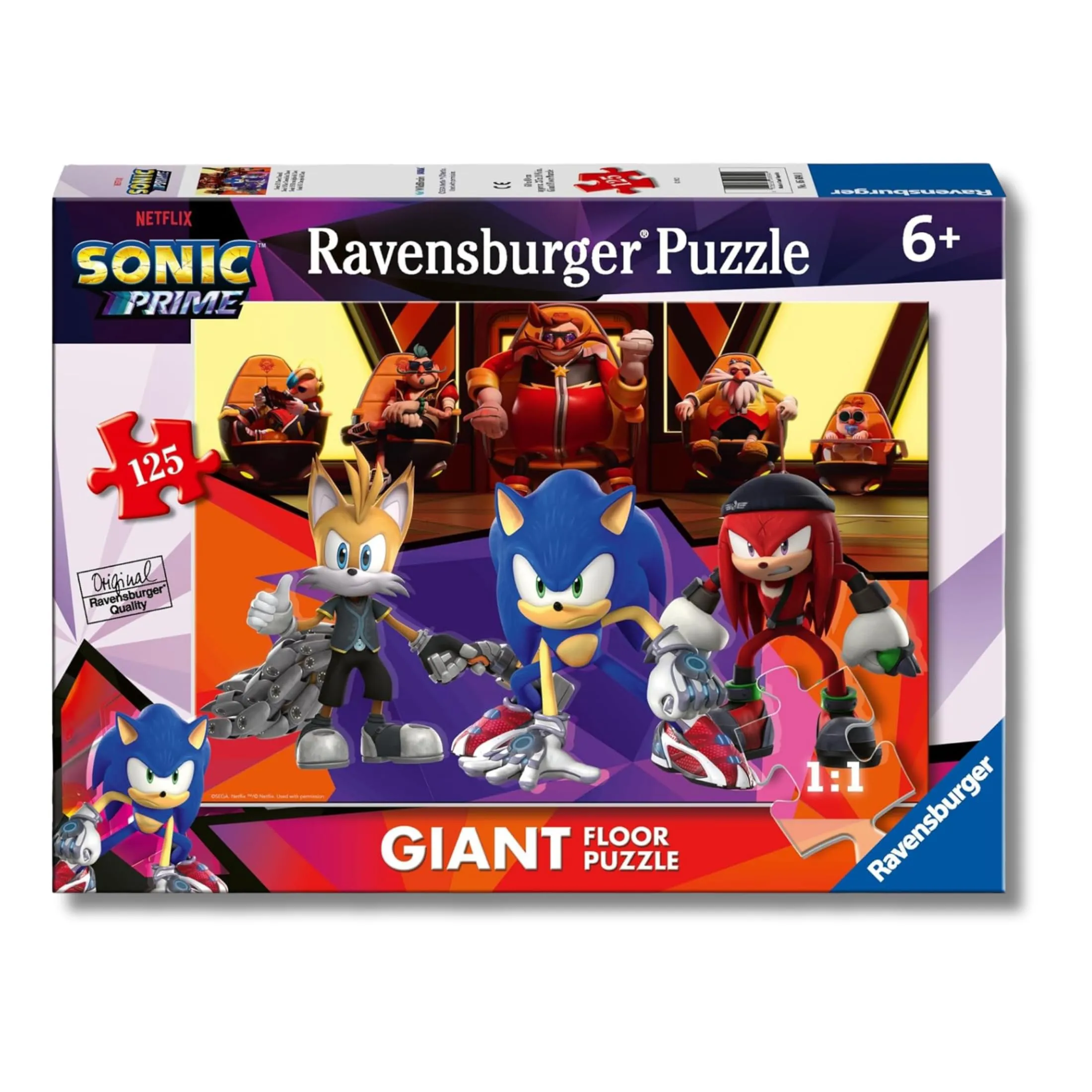 Ravensburger - Puzzle Sonic Prime, Collezione Giant Pavimento, Idea Regalo per Bambini 6+ Anni, Gioco Educativo e Stimolante, 125 Pezzi Giganti, 70x50 cm