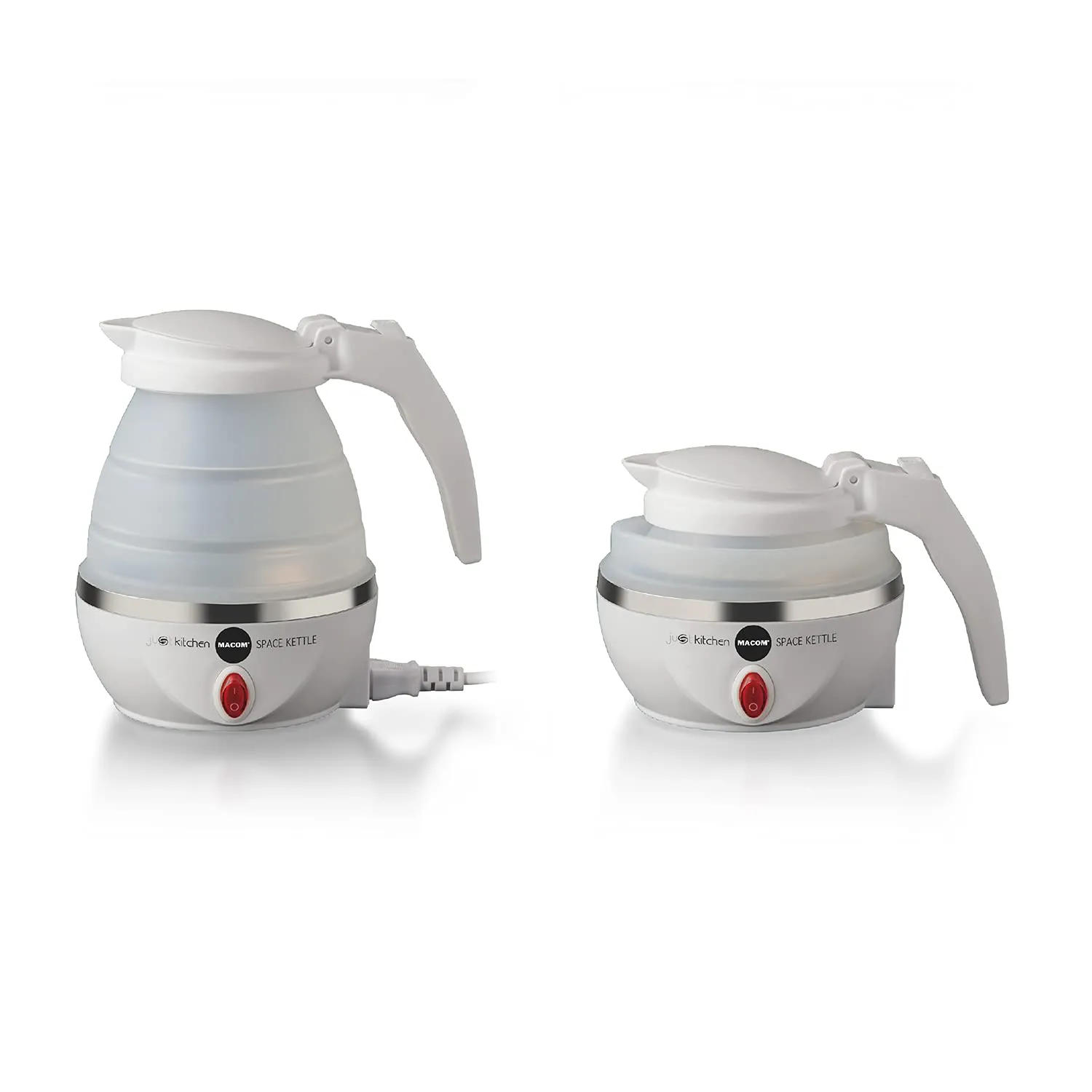 MACOM Just Kitchen 862 Space Kettle Bollitore Elettrico Pieghevole Salvaspazio da Viaggio, 220 - 240 V, Bianco