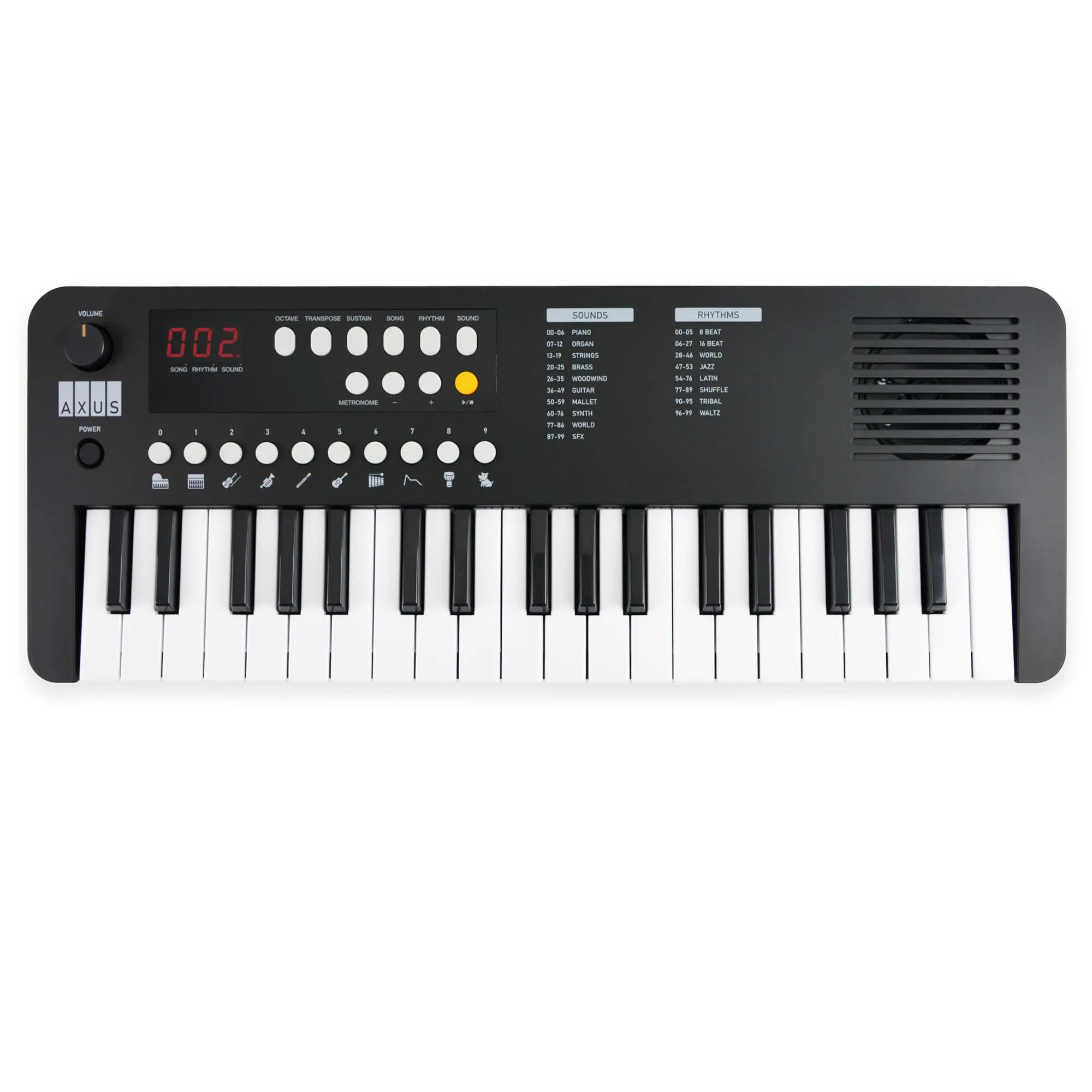 Axus 37 Mini Tastiera Portatile In Midnight Black - Divertente Pianoforte Elettrico Per Principianti, Usb-C O Alimentazione A Batteria