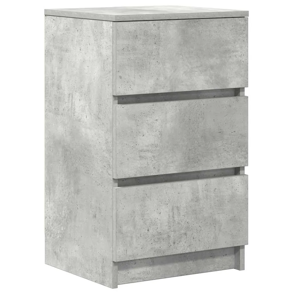 vidaXL Comodino con 3 Cassetti Grigio Cemento 39x35x65 cm, tavolino da Notte, tavolino, Arredamento per Camera da Letto, Comodino per Camera da Letto