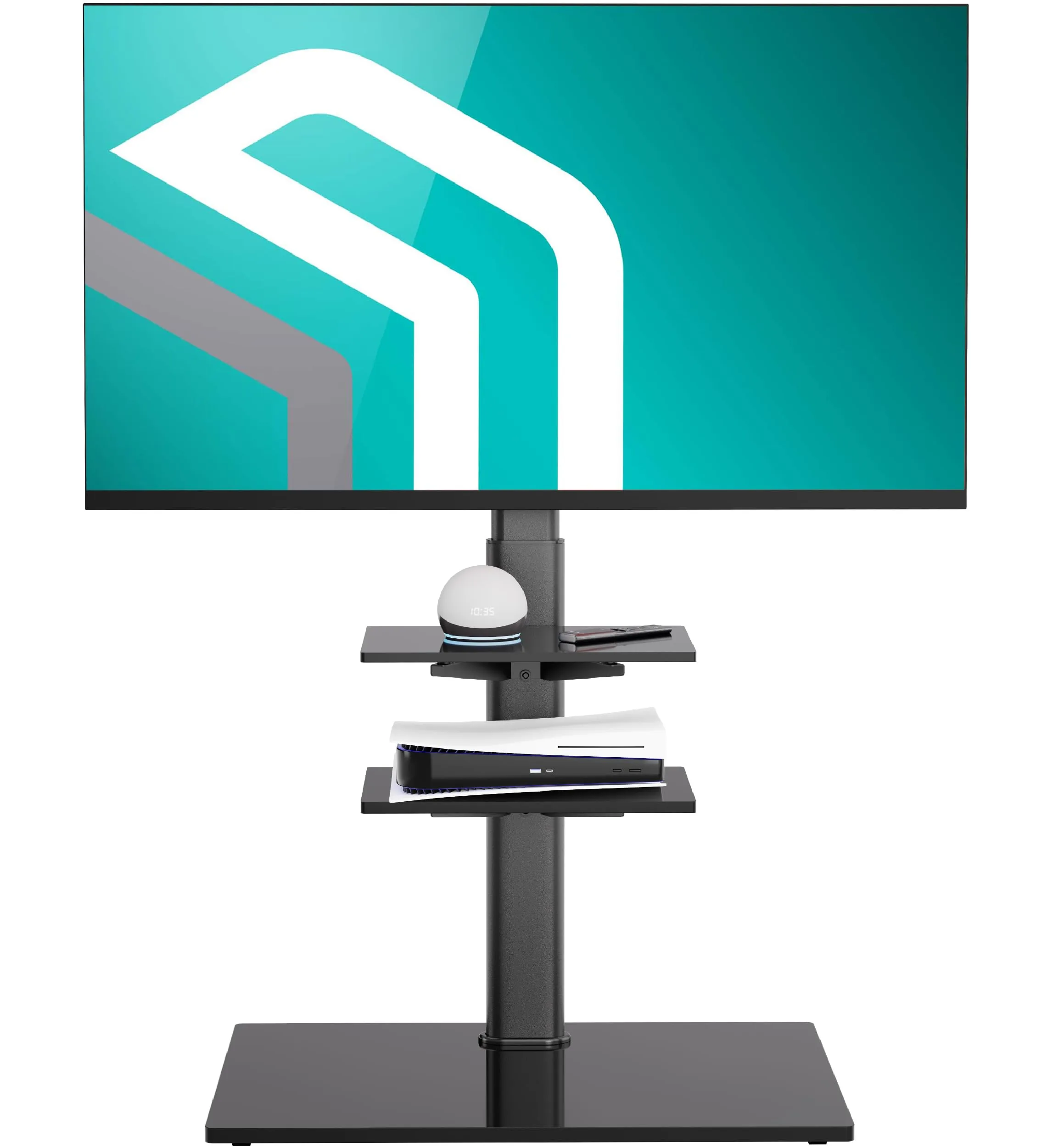 ONKRON Piedistallo TV da 32 a 65 pollici - Porta Televisore da Terra in Colore Nero con Carico Totale 40 kg - Piede TV Universale max VESA 600x400 mm - Porta Televisore con Ripiani TS5550-B