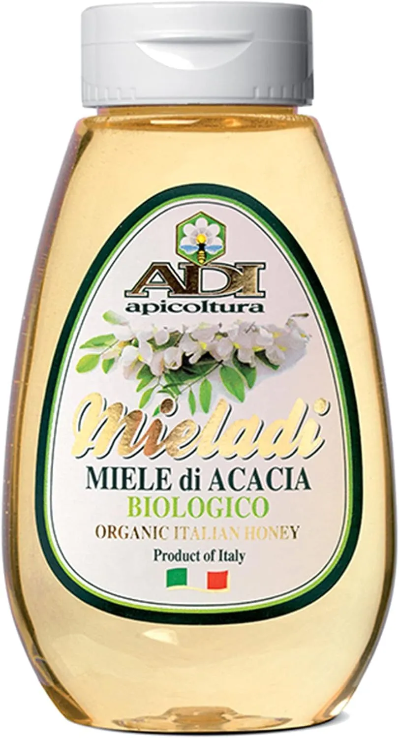ADI BIO - Miele di Acacia Italiano Biologico in Formato Squeezer - Fluido e Pratico, Perfetto per Dolcificare - Made in Italy - 250g