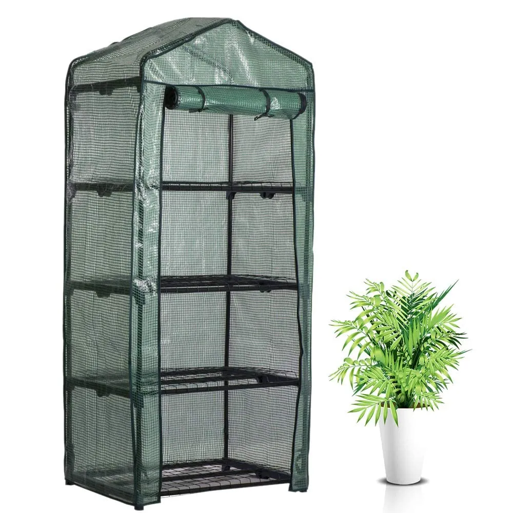 Copertura per serra da giardino in PVC, 4 ripiani, con telo rimovibile trasparente, 160x70x50 cm, impermeabile e traspirante per coltivare piante in vaso, ortaggi, fiori (telaio in ferro non incluso)