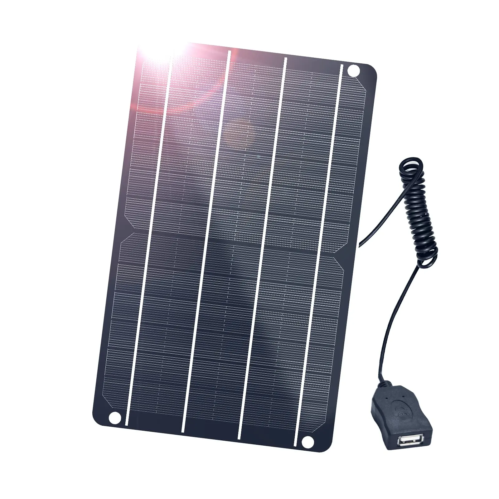 FlexSolar Pannello Solare USB 5V 6W Mini Caricabatteria Solare Portatile per Cellulare Power Bank Telecamera Esterna, Pannello Fotovoltaico da Zaino Campeggio Trekking