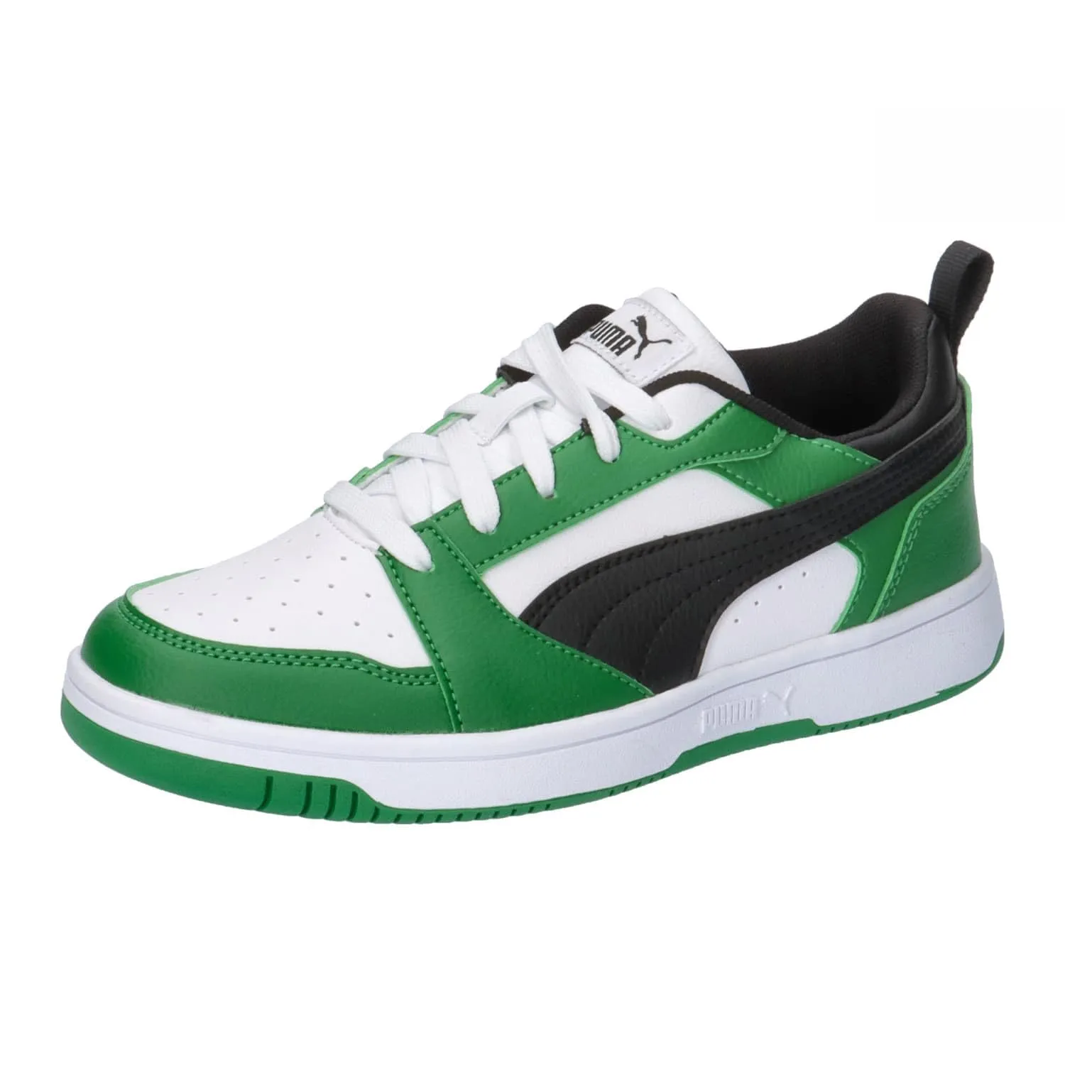 PUMA Rebound V6 Lo Jr, Sneaker Unisex - Bambini e ragazzi, Puma White Puma Black Archive Green, 37 EU