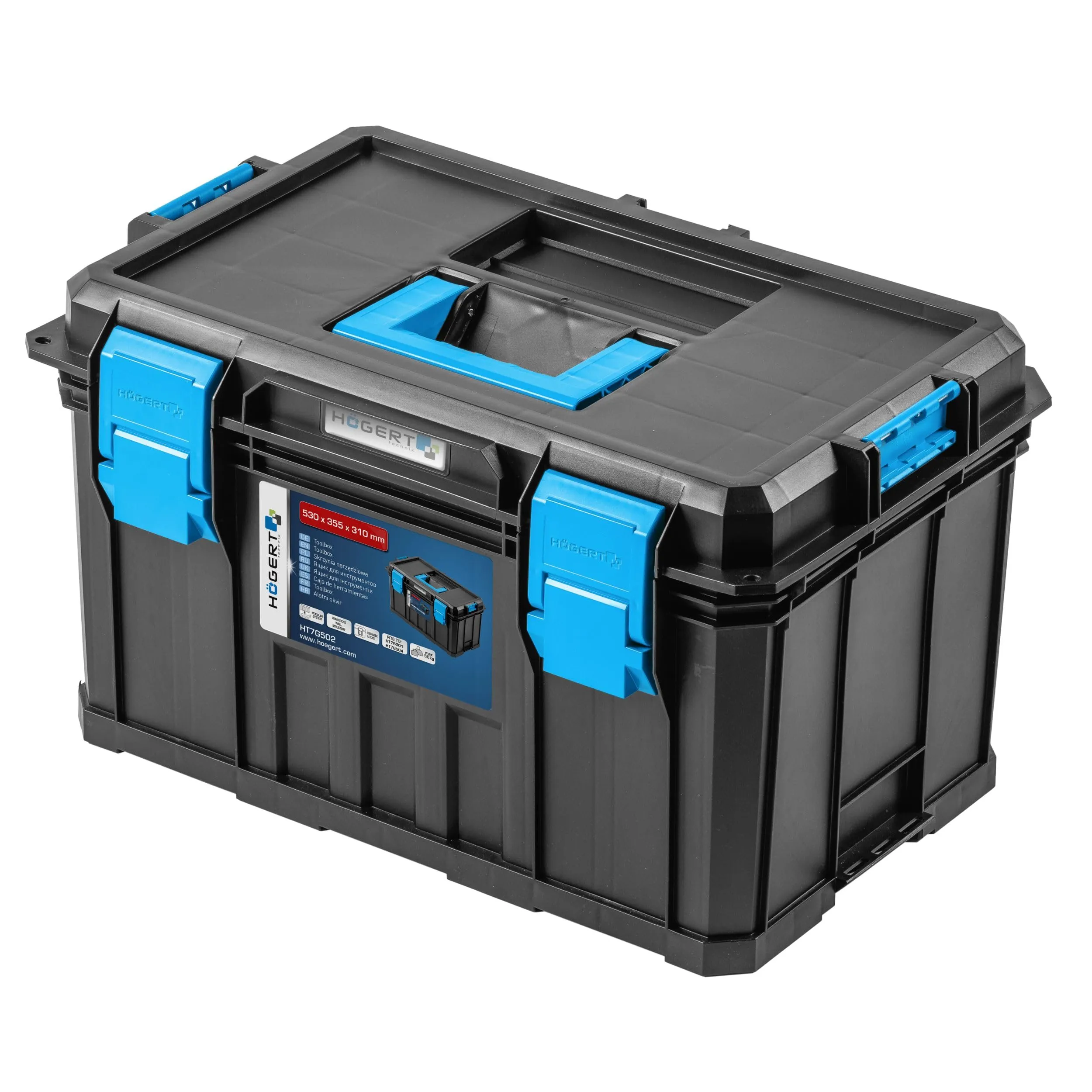 Högert Technik - Cassetta Degli Attrezzi, Portata Fino a 50 kg, Pratica e Spaziosa, Resistente ai Danni, Antipolvere, Robuste Chiusure in ABS, Struttura Modulare - HT7G502