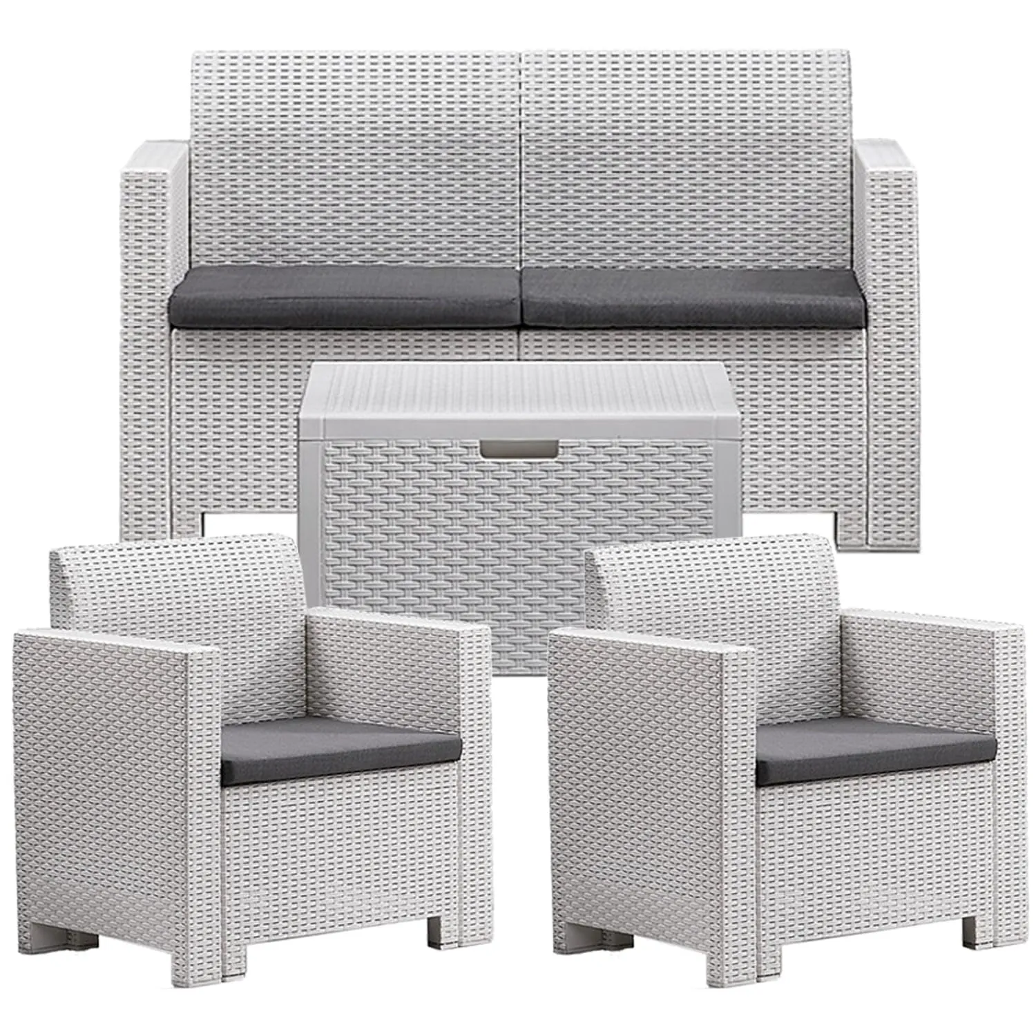 BICA 9067 Set Nebraska Salottino 4 Posti, Bianco, 281 x 155 x 79 cm