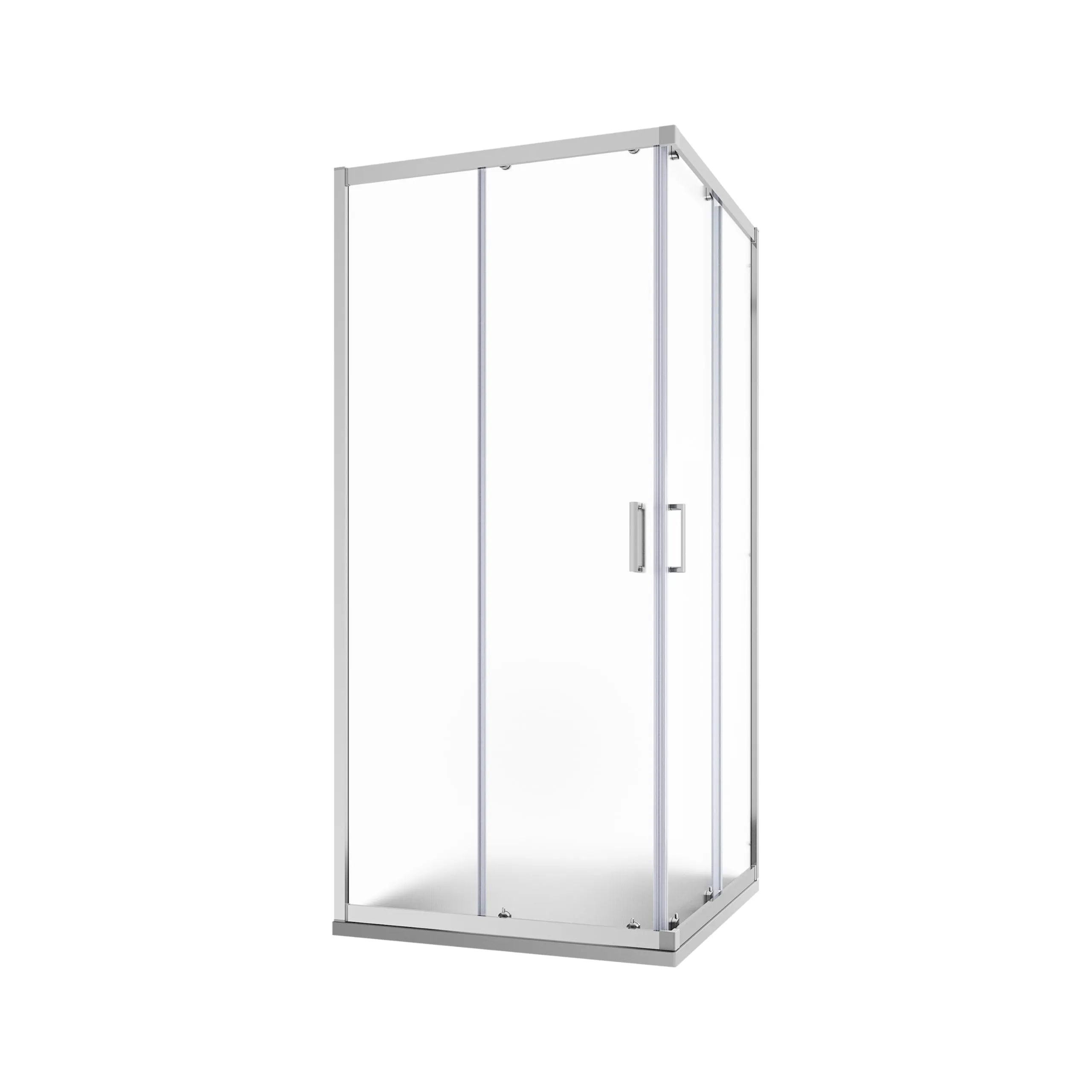 Box Doccia Angolare 80x80 cm Due Ante Scorrevoli Cristallo Temperato Opaco 6mm Profili Squadrati Cromati Altezza 185 cm - Tonga