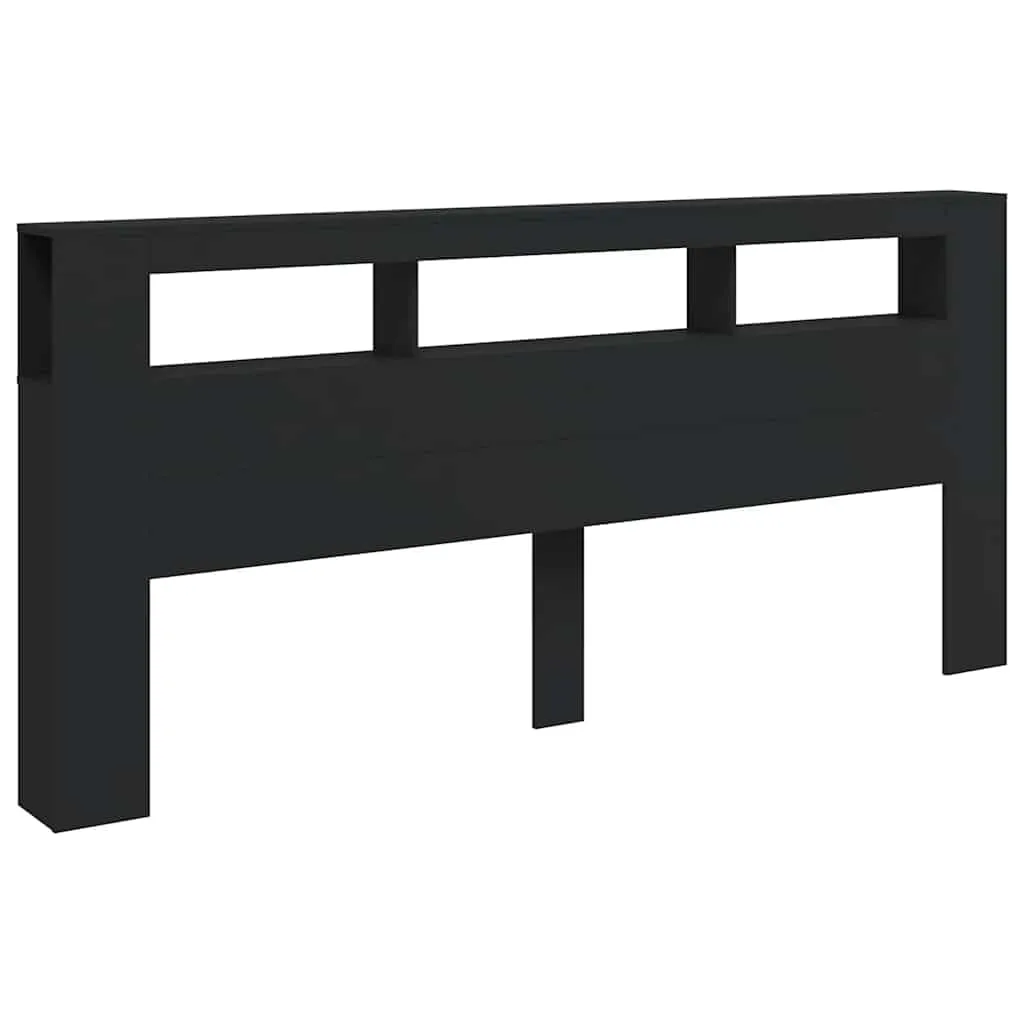 vidaXL Testiera LED Nera 220x18,5x103,5 cm Legno Multistrato