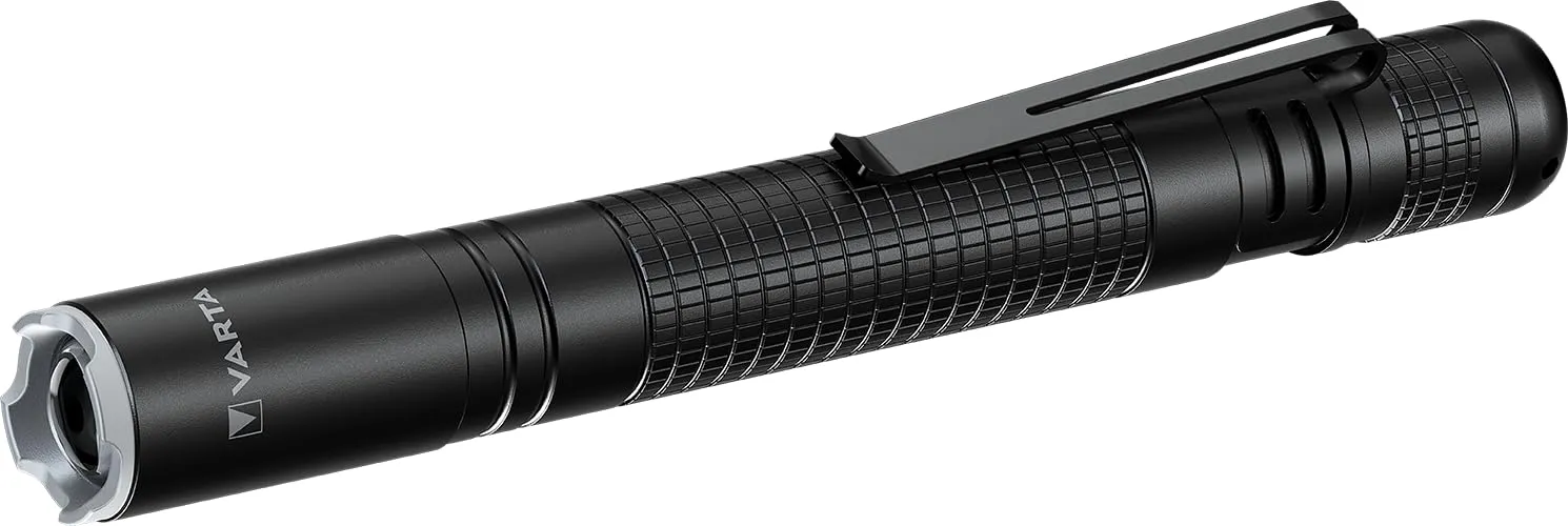 VARTA Torcia LED incl. 2x Pile AAA, Aluminium Light F10 Pro, lampada con tre modalità di illuminazione, luce con corpo in alluminio, impugnatura goffrata, antiurto