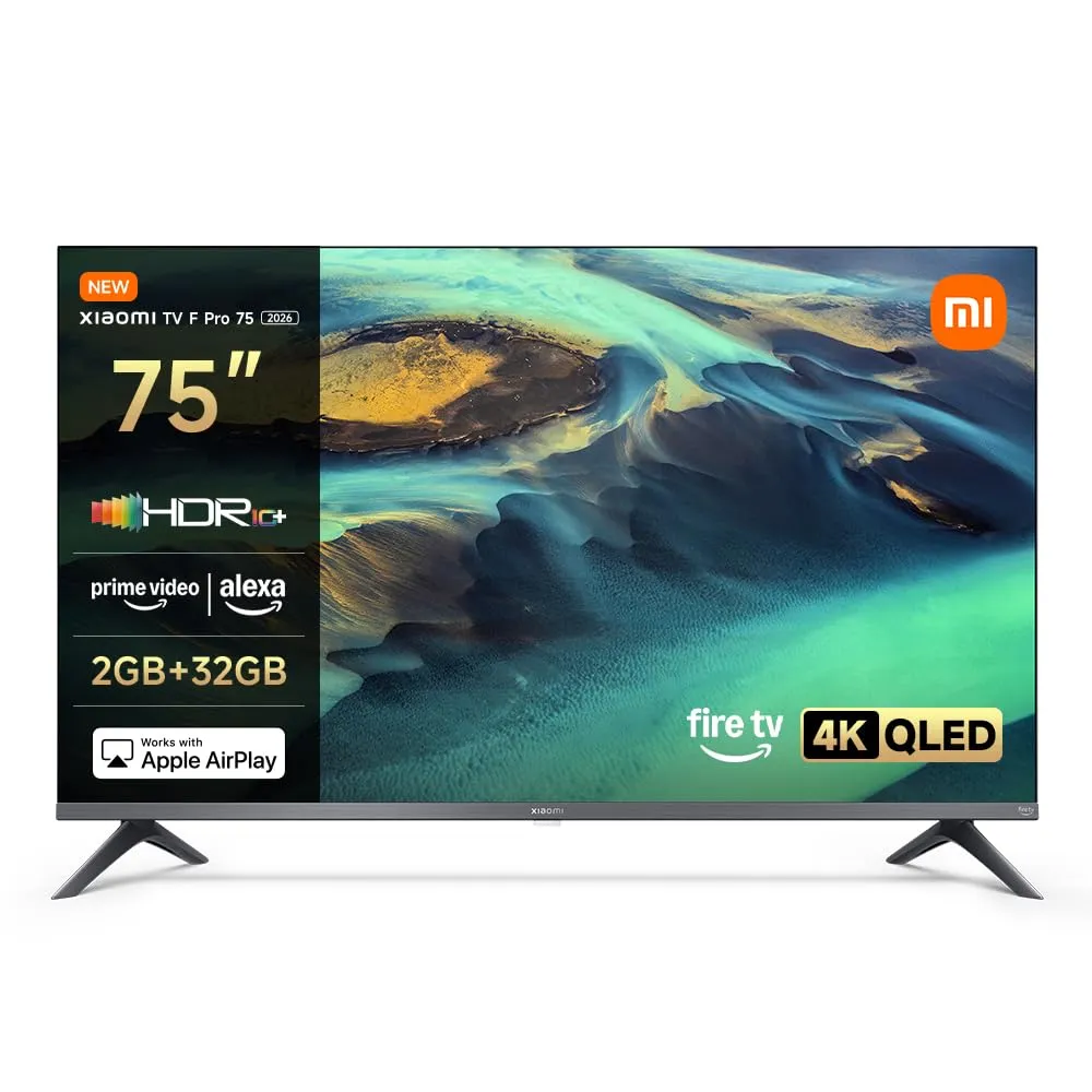 XIAOMI TV F Pro 75,75 pollici (190 cm),4K UHD QLED,Smart TV,Fire TV, Triple Tuner DVB-C/S/S2/T/T2,HDR10+, Modalità Game Boost 120Hz, MEMC, Controllo Vocale Alexa,2GB+32GB, Compatibile con AirPlay