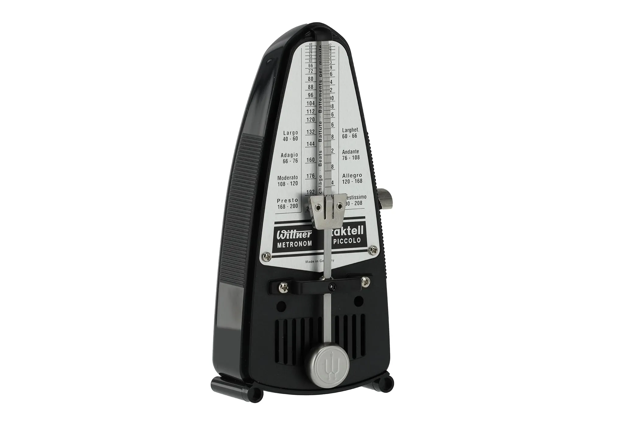 Wittner Metronomo Taktell Piccolo Serie 830 - Custodia in plastica - Senza campana - Nero - Meccanico a carica - Non sono necessarie batterie - Made in Germany