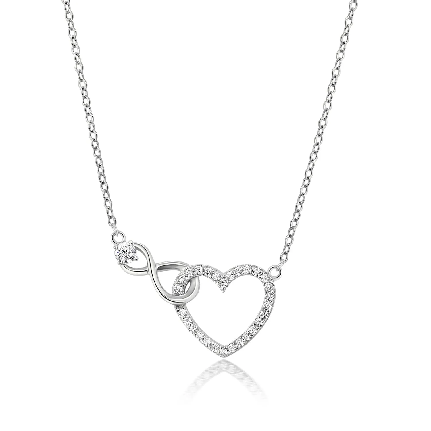 Meissa Infinito Collana cuore Amicizia collana donna Argento Cubic Zirconia punto luce collana Promessa Regalo