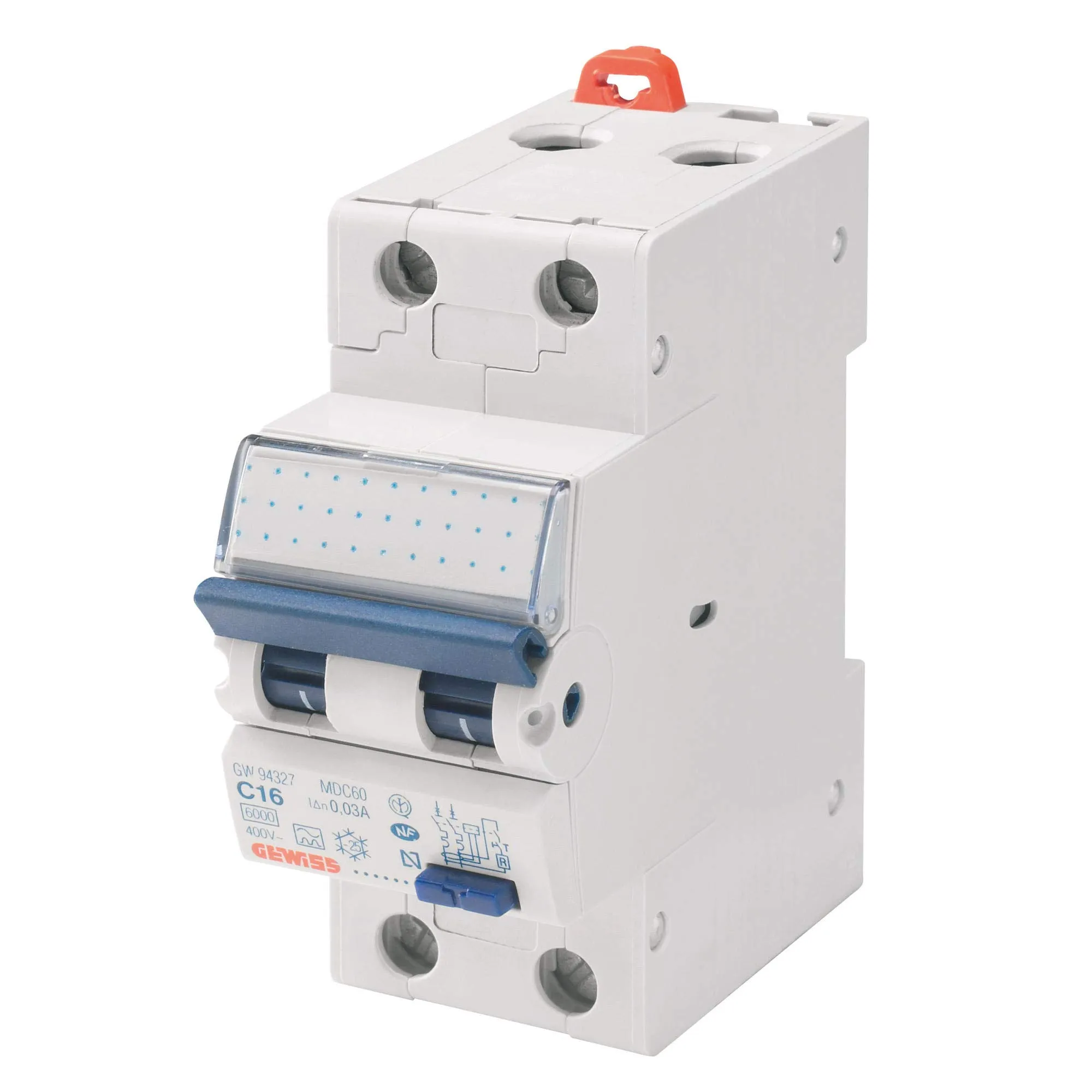 Gewiss - Interruttore Magnetotermico Differenziale Compatto - Mdc 45 - 1P+N Curva C 32A Tipo AC Idn=0,03A - 2 Moduli