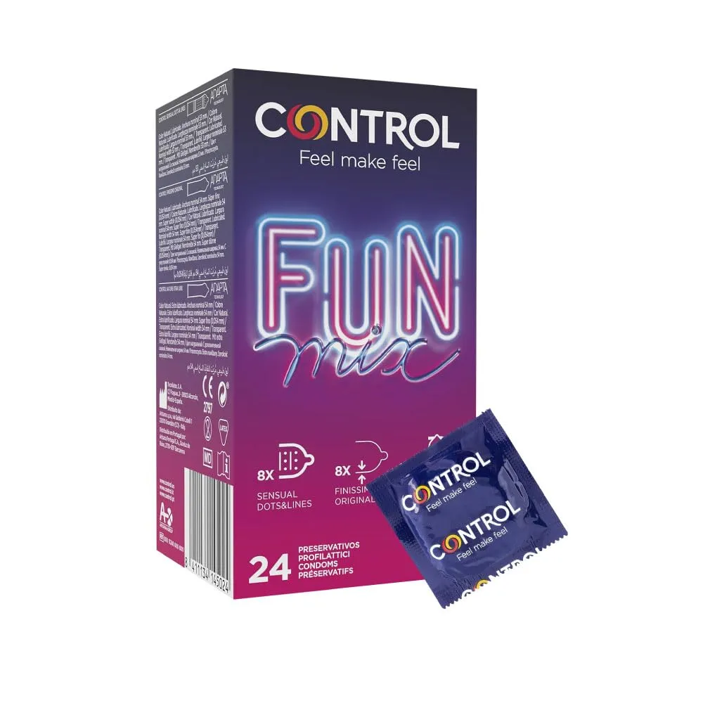 CONTROL Fun Mix preservativi sottili, stimolanti ed extralubrificati - 24 profilattici