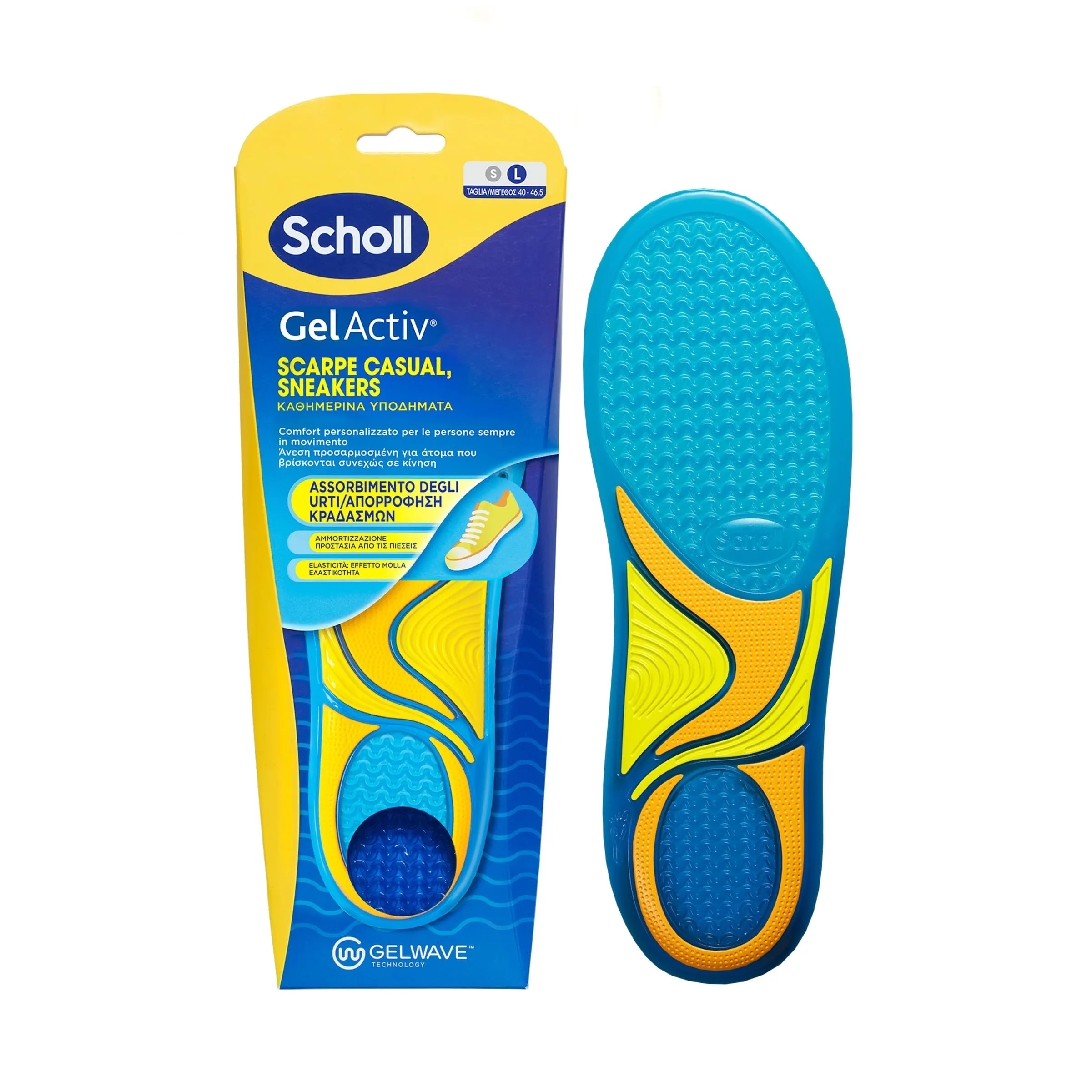 Scholl Solette GelActiv Scarpe Casual e Sneakers, Solette in Memory Foam con Tecnologia GelWave Ammortizzante, Comfort per Persone Sempre in Movimento, Piedi Comodi Tutto il Giorno, Taglia 40-46.5