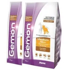 Gemon 15kg Mangime per Cani con 80 Strappi di Nutri Poop Sacchetti Igienici per Cani (2 Sacchi Medium Adult Agnello)