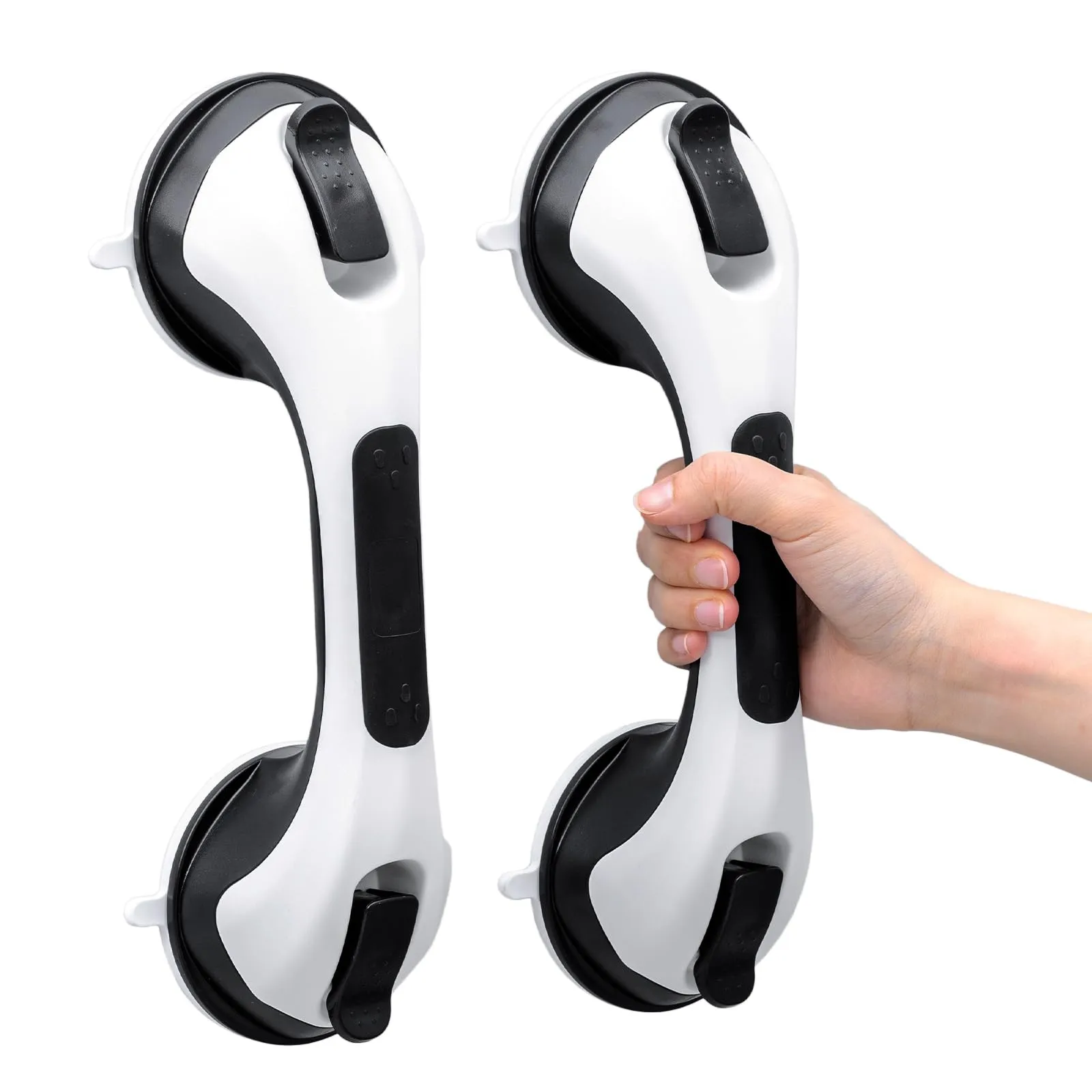 TAILI Maniglia Doccia Anziani 2 Pack, MAX 110 KG Maniglione Bagno Disabili, 31 CM Maniglie a Ventosa, Rimovibile Maniglie Doccia per Anziani, Senza Forare Handy Grasp Pro, Ausili e Sicurezza - Argento