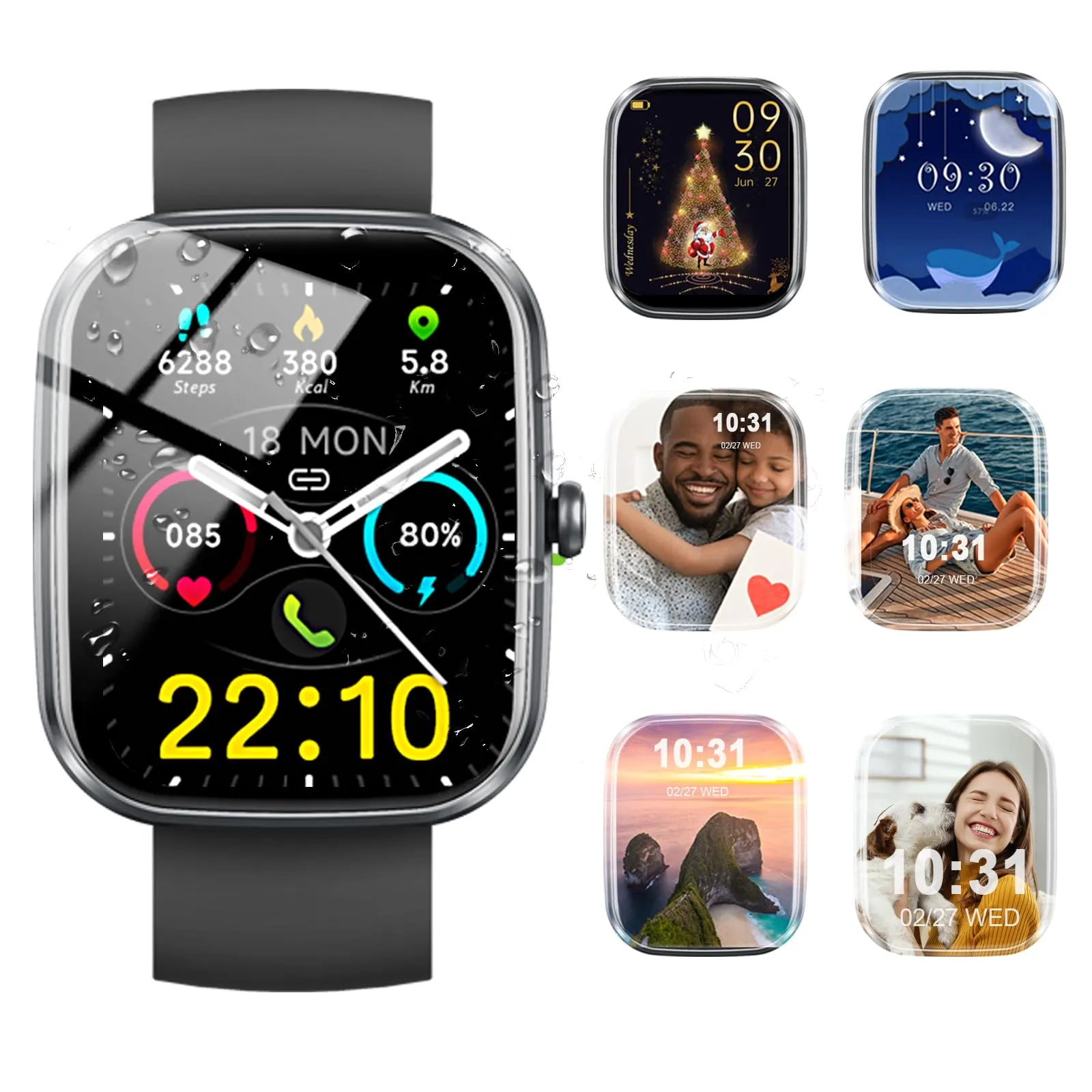 2025 Nuovo Smartwatch Uomo Donna Chiamate Bluetooth, 1.91" Orologio Smart watch con Sonno/Cardiofrequenzimetro/SpO2/Contapassi/115+ Sportive, Fitness Tracker Compatibile con Xiaomi iPhone Samsung ecc.