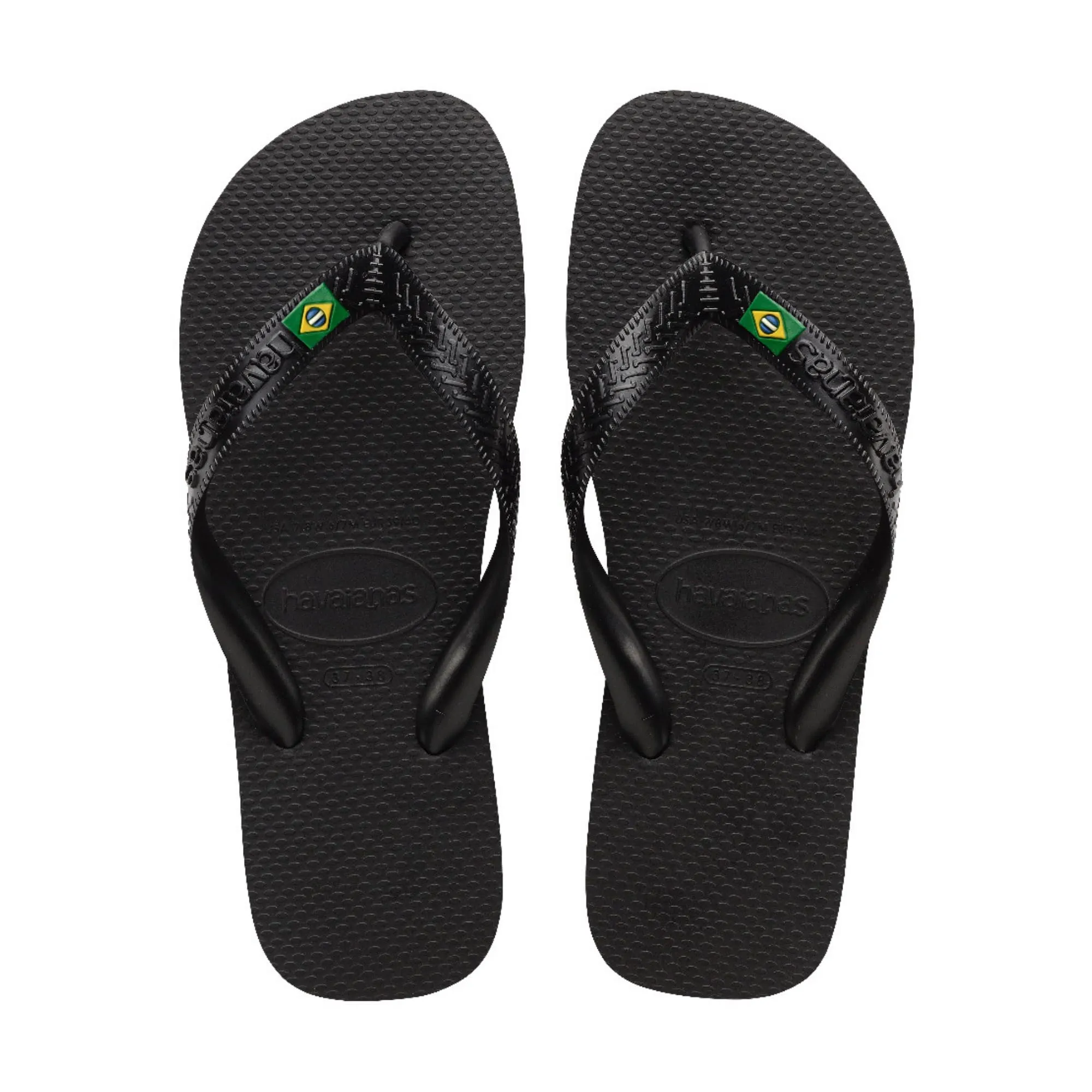 Havaianas - Top Brasil, Infradito Comode, Resistenti e Leggere con Suola Antiscivolo, Bandiera del Brasile sulle Strisce, Unisex Adulto, Nero, 43/44 EU