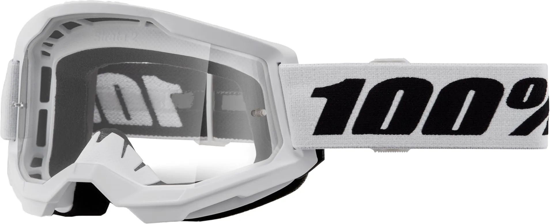 100% 461354, Maschera Strata 2 White-Lente Trasparente Unisex Adulto, Bianco, Taglia Unica