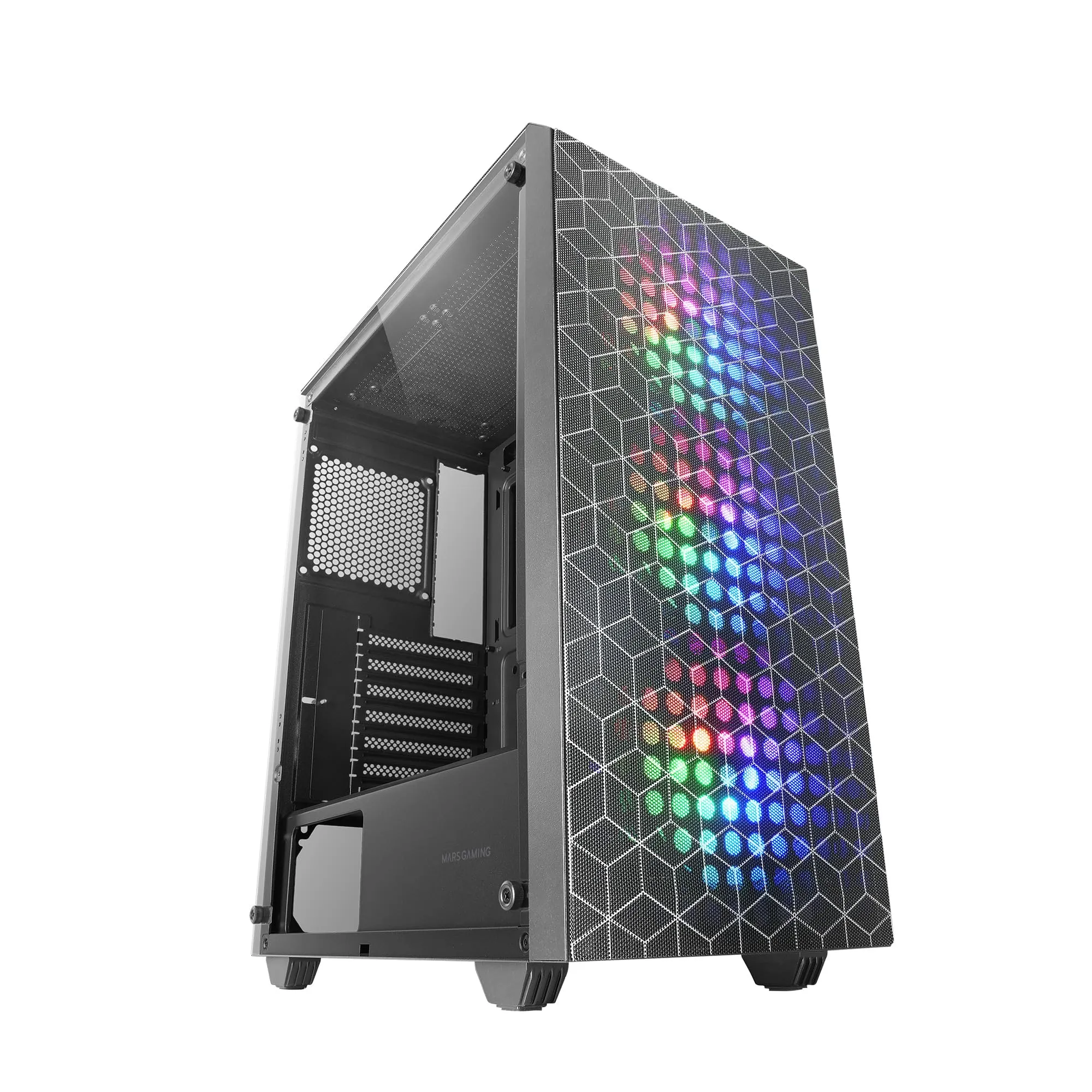 Mars Gaming MC-MAG, Case Gaming ATX, Pannello Laterale Completo Vetro Temperato, Doppia Griglia Magnetica Antipolvere Anteriore + Superiore, 3x Ventole FRGB 120mm, Raffreddamento Liquido 360mm, Nero