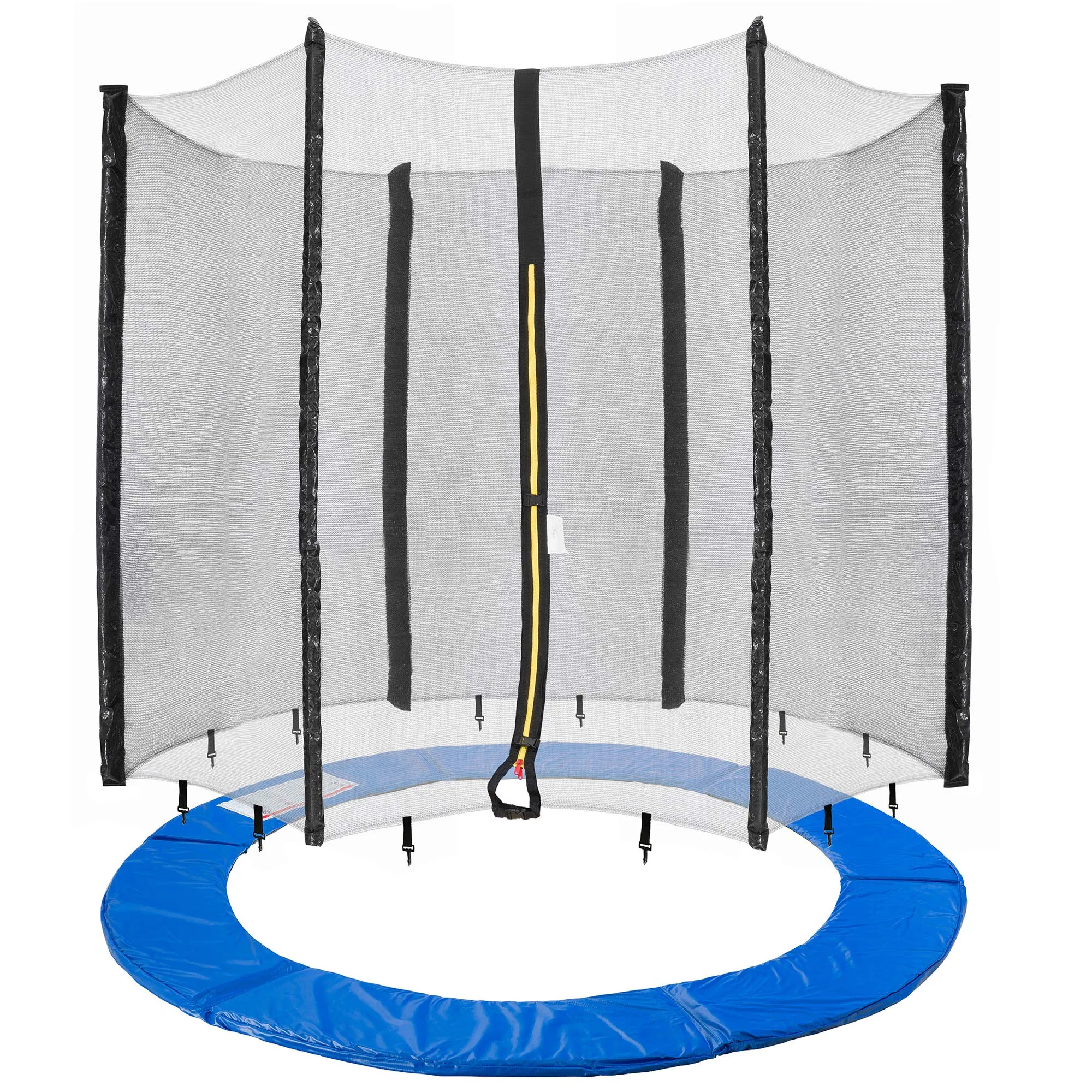 AREBOS Trampolino e rete/244, 305, 366, 396, 430, 460 e 490 cm/per 6 e 8 aste, Blu/Nero, 244 cm, Rete per 6 Pali