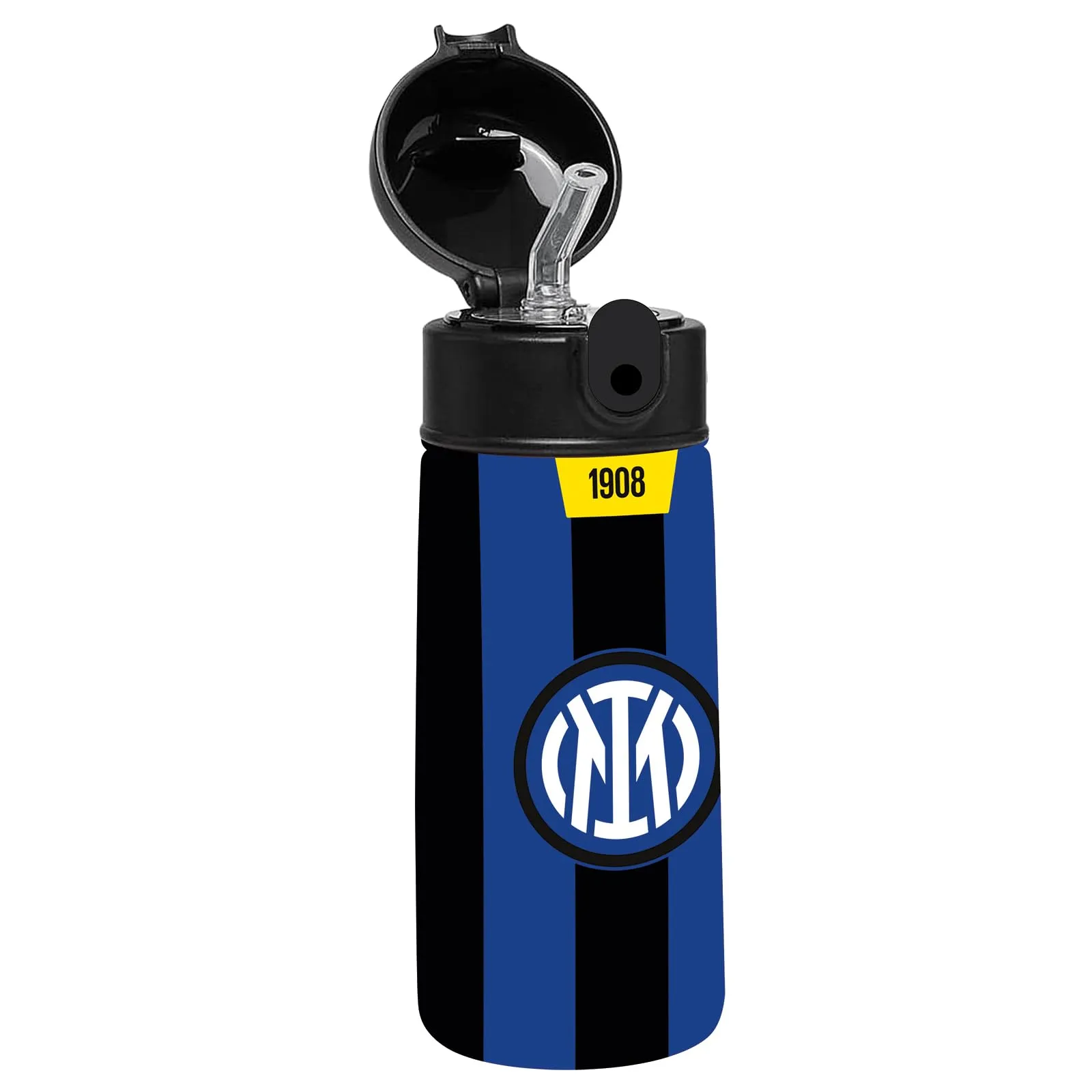 Seven Borraccia F.C. INTER Calcio, Nero Blu, Borraccia Termica in Acciaio Inox Interno Esterno, Mantenimento Temperatura fino a 24h, Borraccia Scuola Bambino - Bottle Termica