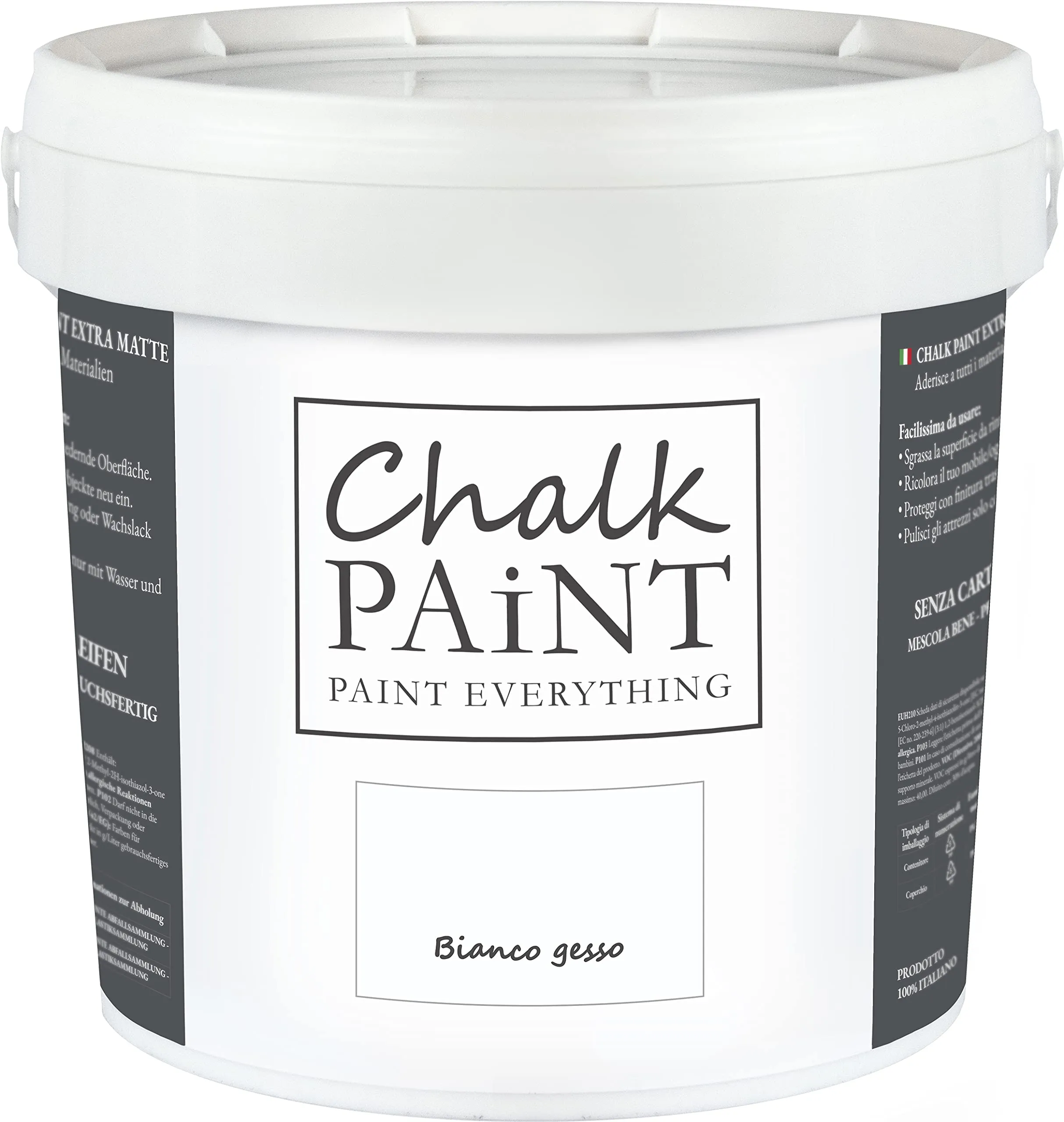 CHALK PAINT Everything Bianco Gesso 5 litri - SENZA CARTEGGIARE Colora Facilmente Tutti i Materiali 5 l (Confezione da 1)