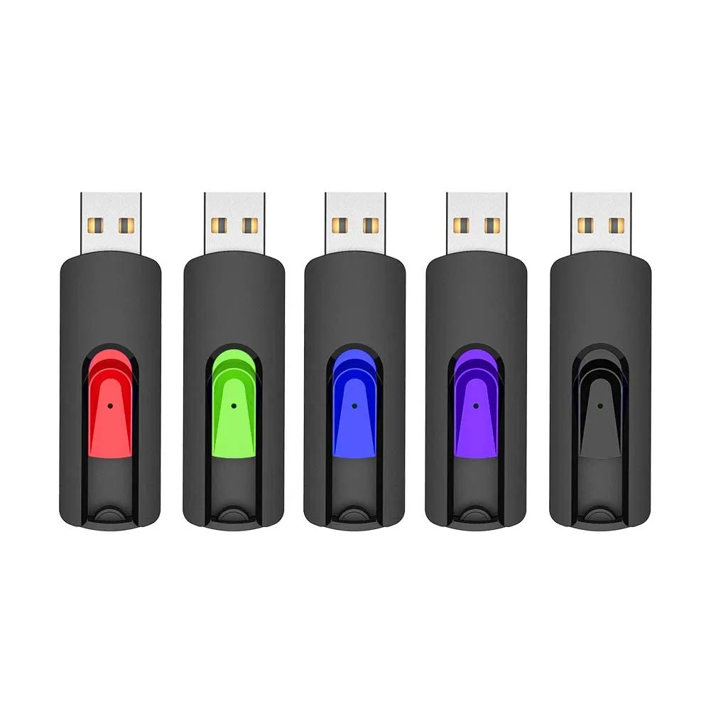 Vansuny Chiavette USB 64GB 5 Pezzi Pendrive Unità Flash 64 Giga Memoria USB2.0 per Laptop PC Desktop, Pennette USB Portatile Colorato Confezione da 5 Stick con Design Retrattile