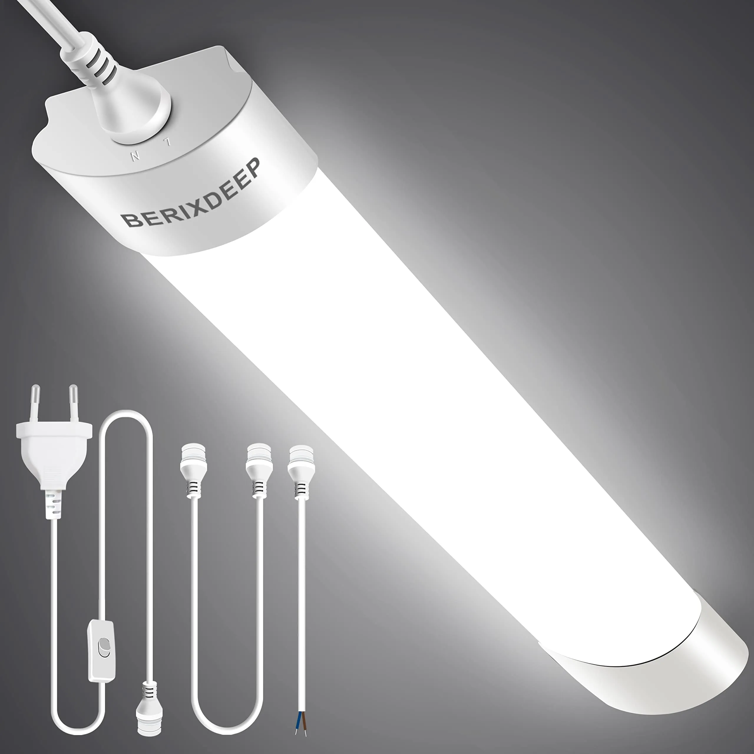 BERIXDEEP LED Plafoniera 120cm, 36W IP65 Impermeabile Tubo da Esterno con Spina, per Garage, Cantina, Magazzino, Bagno, Lampada Officina Bianco Neutro 4000K, 4000lm