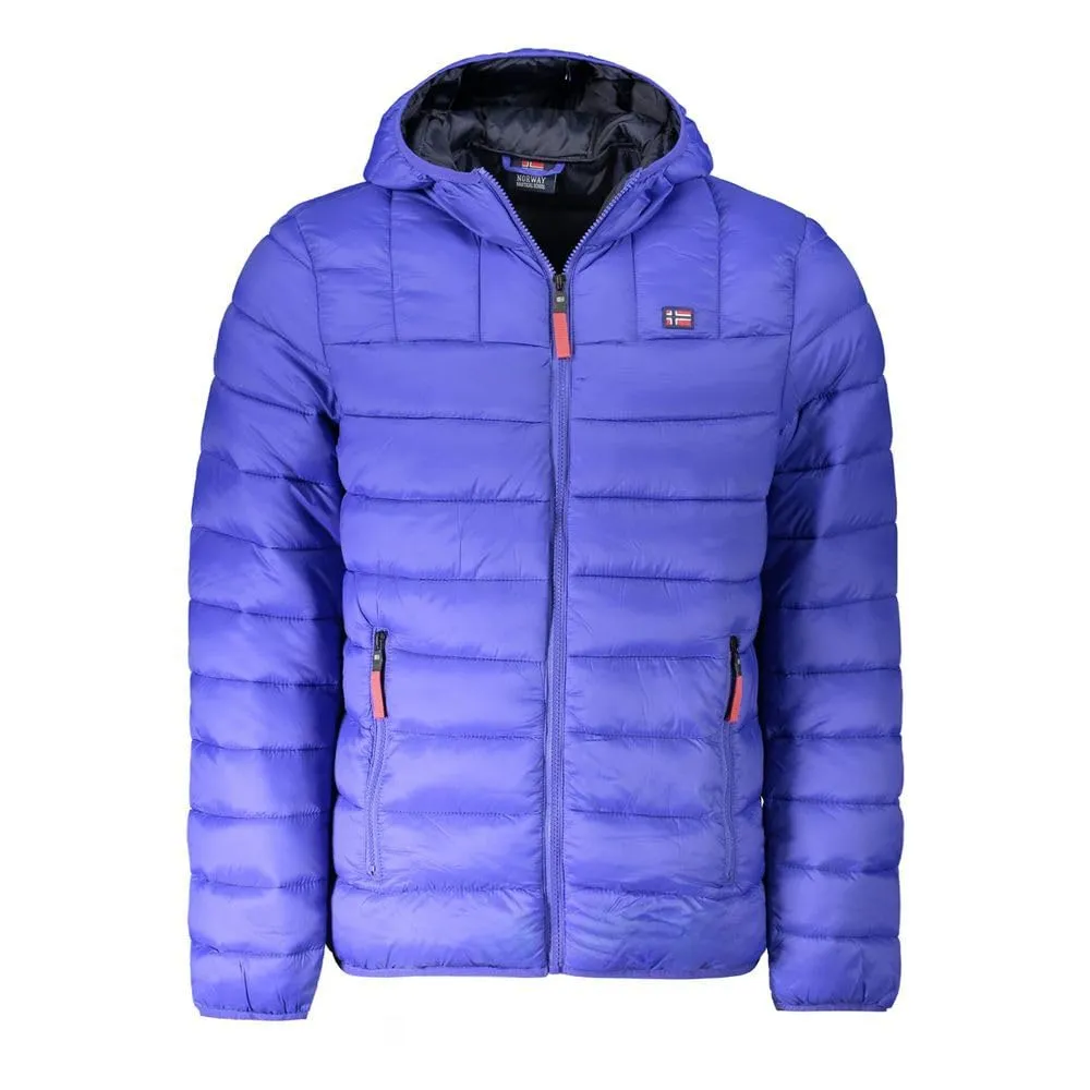 NORWAY NAUTICAL SCHOOL, Piumino da Uomo, Giubbino da Uomo, Giacca Uomo 100gr, Con Cappuccio e Zip, Antivento, Traspirante, Leggera, Calda (IT, Testo, M, Regular, Regular, Bluette)