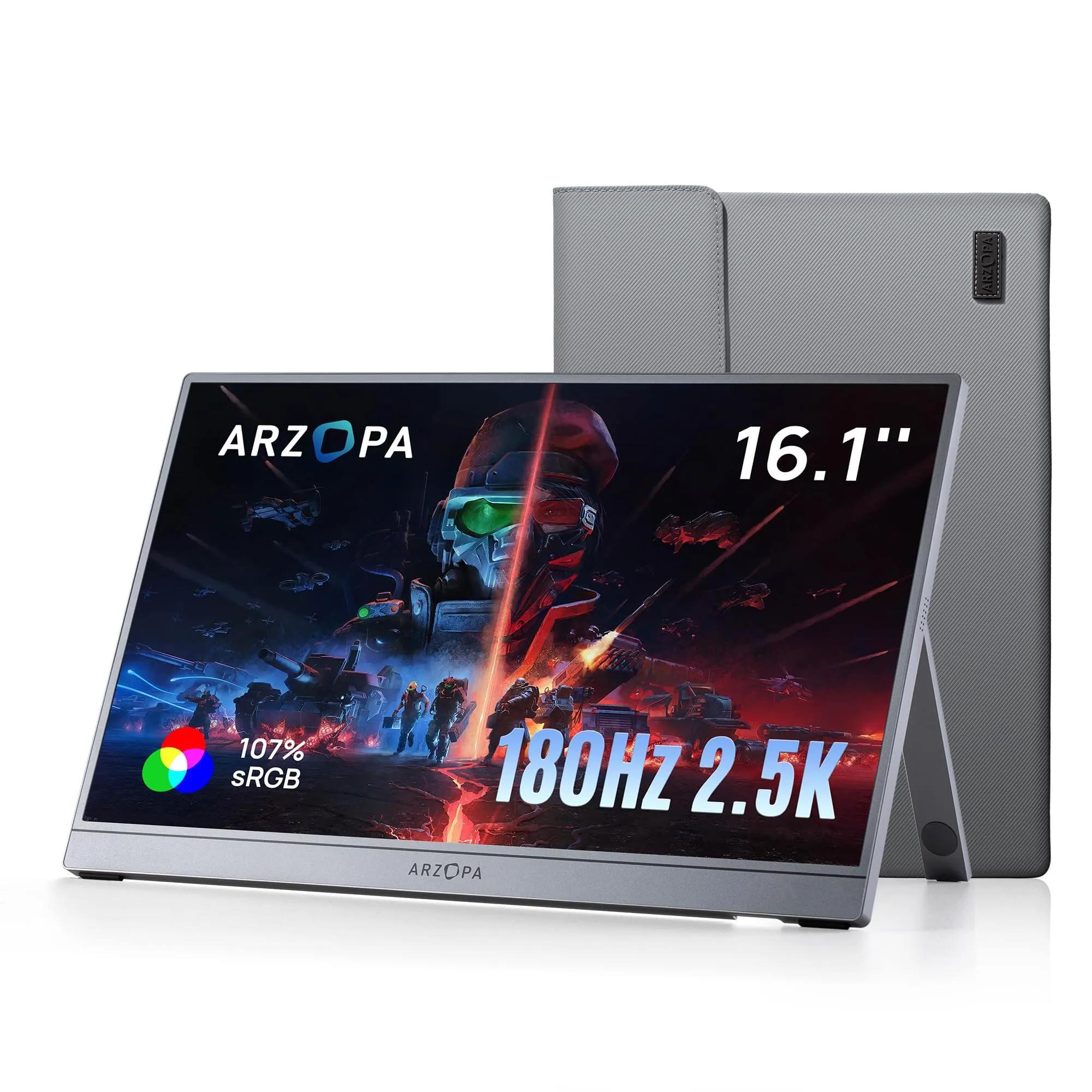 ARZOPA Monitor Portatile Z3FC 16.1" 2K QHD 180Hz | IPS HDR10 400 Nit | Ultra Sottile 780g in Alluminio | Compatibile con PC, Mac, PS5, Xbox, Switch | Grigio Spaziale-Z3FC