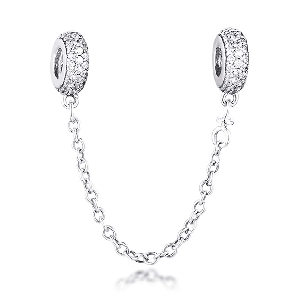 PANDOCCI Adatto bracciale Pandora & collana pavimentano catena Ispirazione sicurezza perline d'argento con CZ originale 925 fascini d'argento Gioielli fai da te