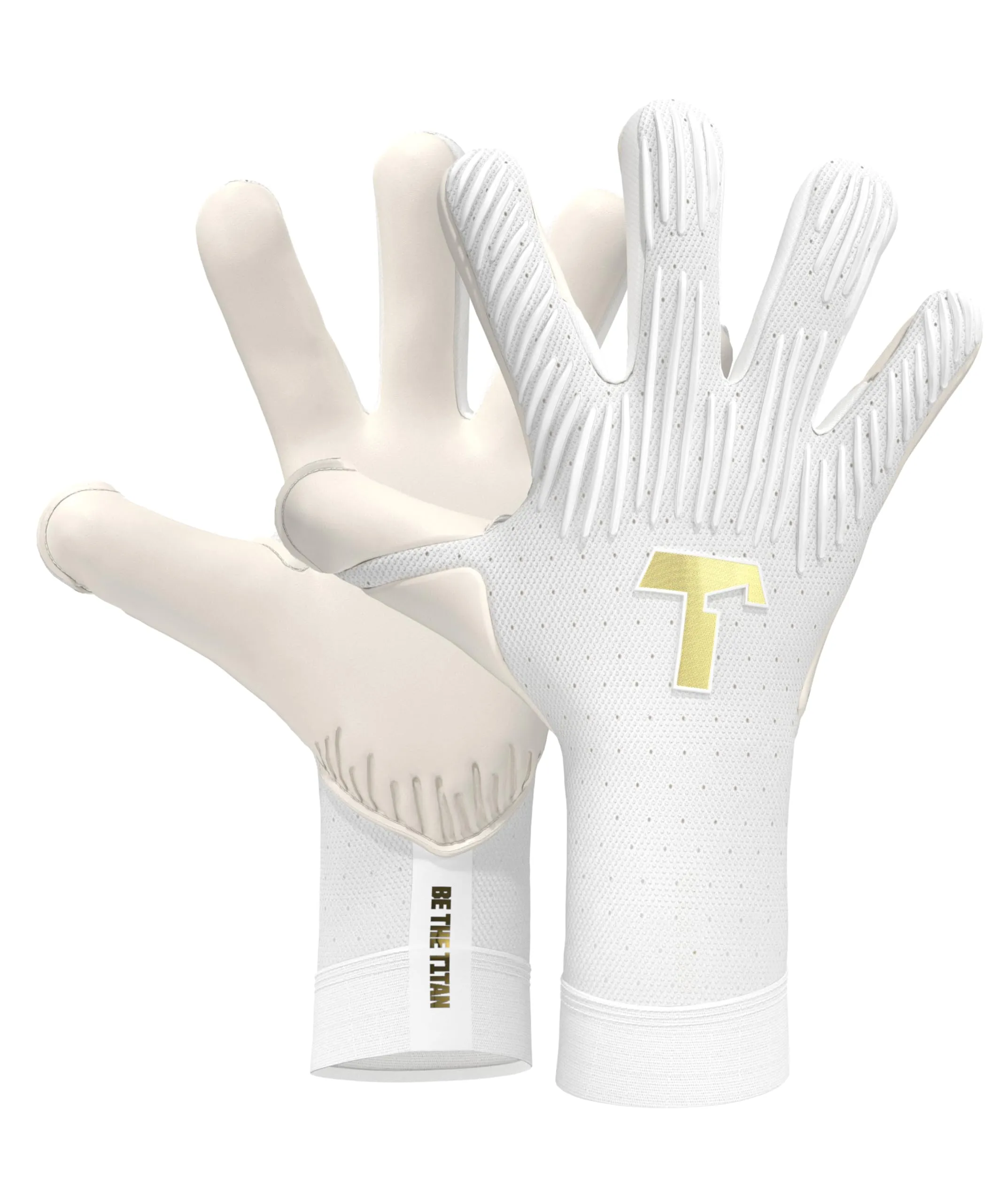 T1TAN Rebel 2.0 White-Out - Guanti da portiere - guanti da portiere di calcio - senza protezione per le dita - taglia 10