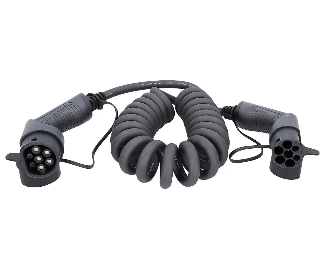Smartronica Cavo Caricabatterie Auto Elettrica a Spirale - Connessione Trifase con Cavo Tipo 2 a Tipo 2 - Lunghezza 5 Metri Spiralato, Nero, SM11KW