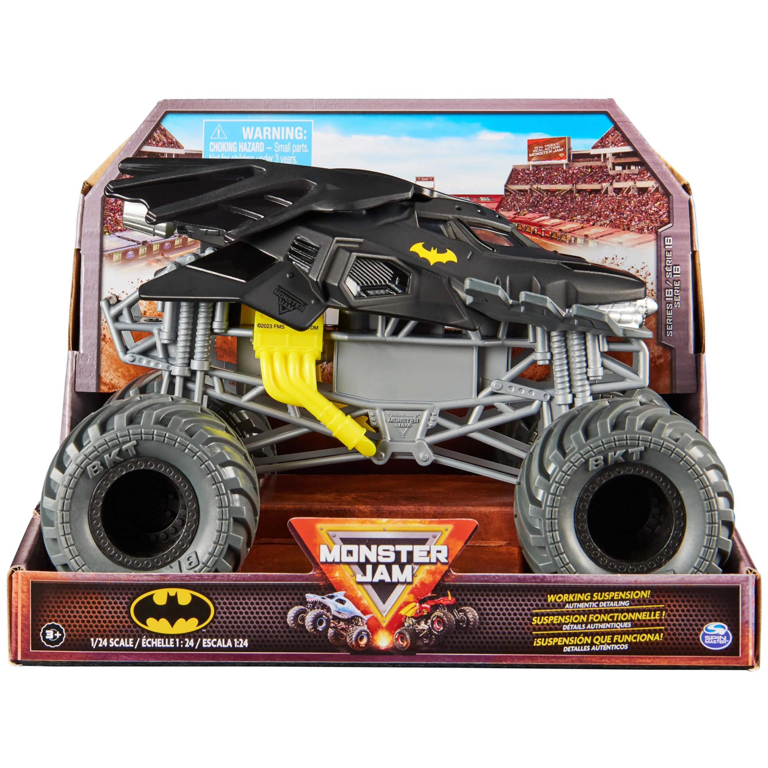 Monster Jam, Camion Mostro Batman Ufficiale, veicolo da collezione Metal, Scala 1:24, Giocattoli per bambini a partire da 3 anni