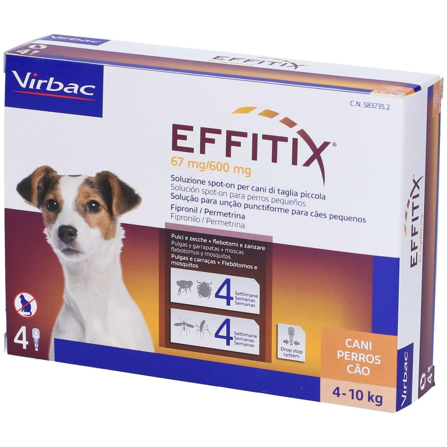 Effitix 4 pipette per animali da 4 a 10 kg