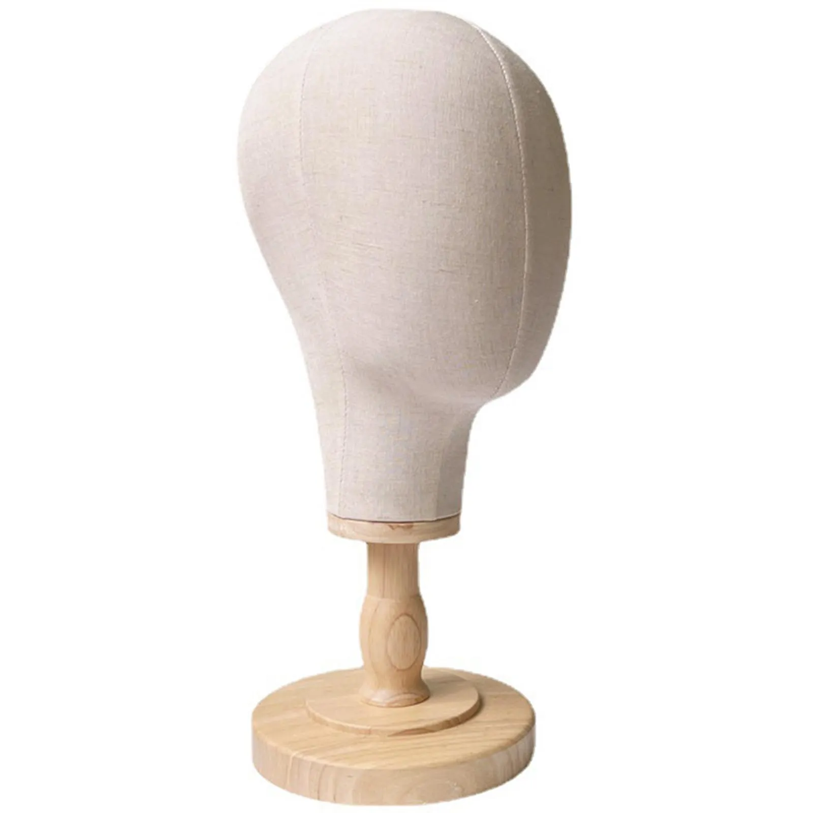 21 Pollici Testa Esta Manichino Tela con Base Legno, Espositore Cappelli Staccabile, Supporto Parrucca per Creazione Gioielli, Fissaggio, Esposizione, Styling, Salone, Porta Occhiali, Casa, Negozio