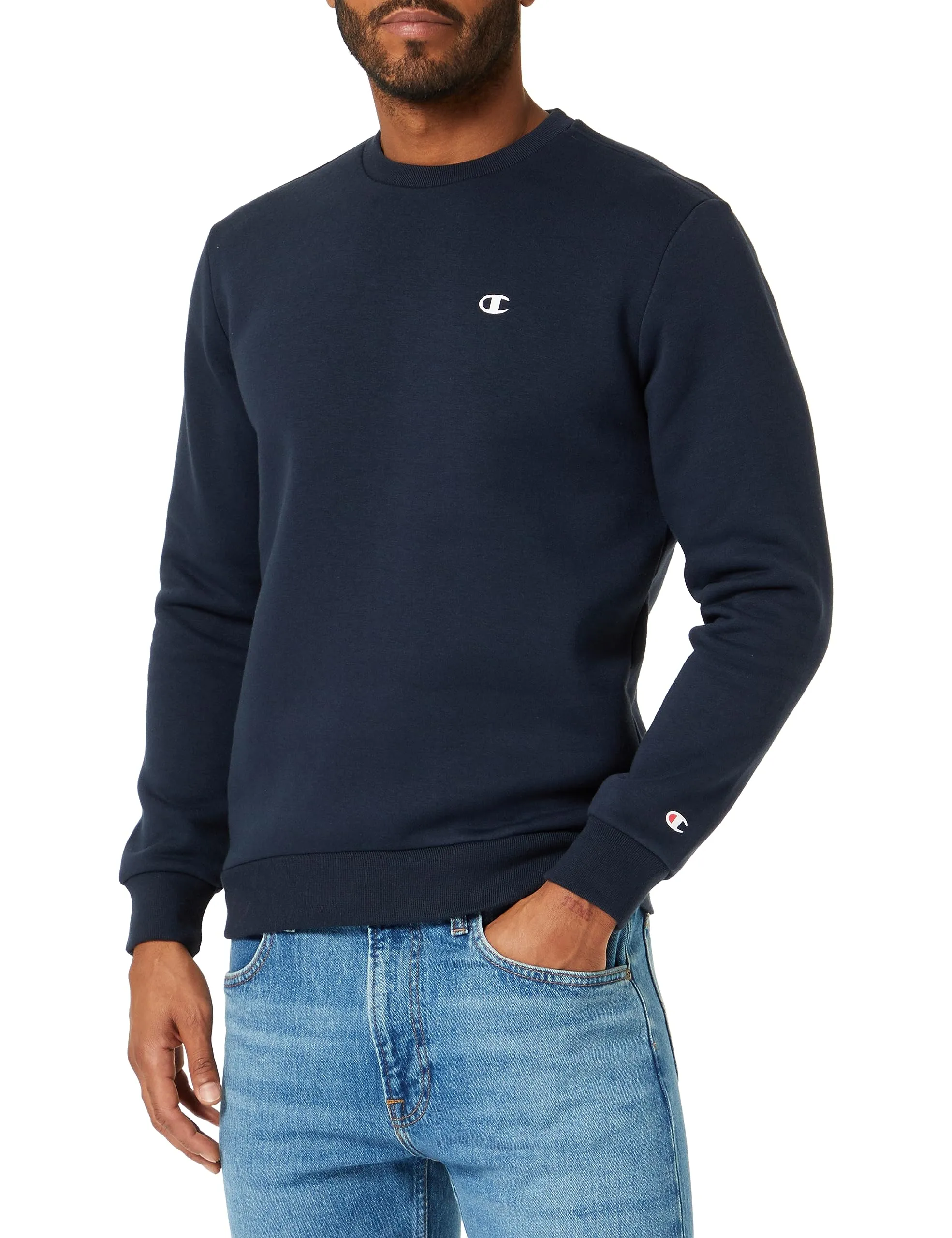 Champion Legacy Basics - Powerblend Fleece Crewneck Felpa, Blu Marino, M Uomo FW23