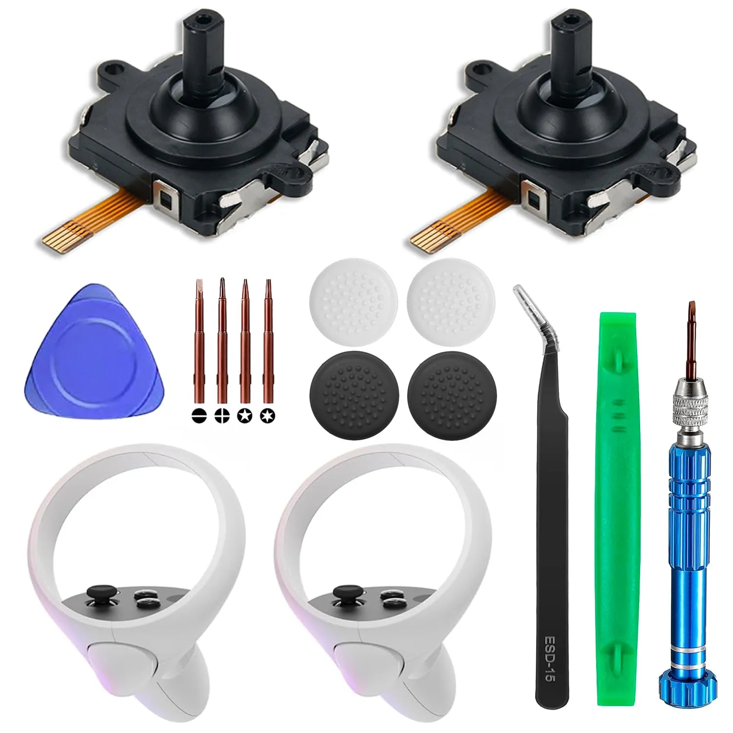 Confezione da 2 joystick di ricambio per controller Oculus Quest 2, VR Joystick di ricambio analogico Thumb Stick Kit di riparazione per Oculus Quest 2 accessori
