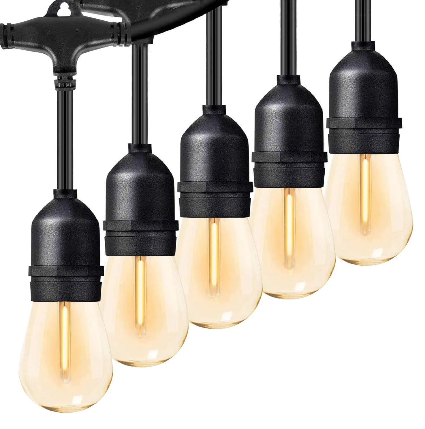 ZOTOYI Catena Luminosa Esterno 15M, S14 Luci da Esterno Giardino con 15+1 LED Lampadina, IP65 Impermeabile Catena di Lampadine da Esterno per Giardino Terrazzo Balcone Festa Gazebo, 2700K