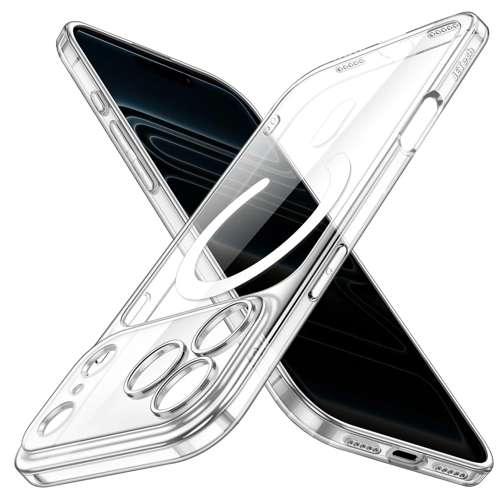 JETech Cover Magnetica Slim per iPhone 17 Pro 6,3 Pollici Compatibile con MagSafe, Protezione Completa per Obiettivo della Fotocamera, Custodia Ultra Sottile Leggera Trasparente (Trasparente)