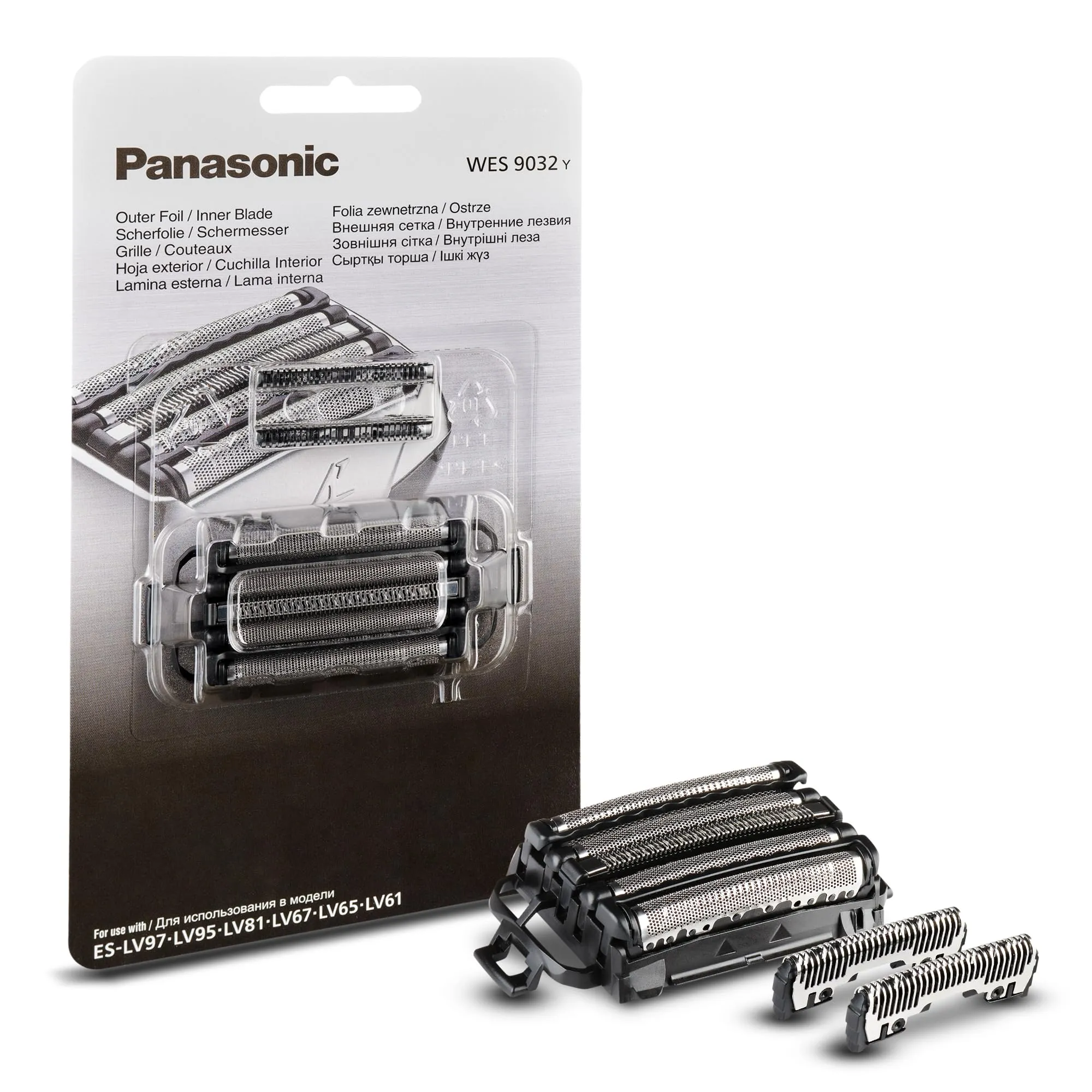 Panasonic WES9032Y1361 Lame di Ricambio per Rasoi Elettrici ES-LV97, ES-LV95, ES-LV81, ES-LV69, ES-LV67, ES-LV65 e ES-LV61, Set Combinato, Sistema a 5 Lame, Acciaio Inox Giapponese, Impermeabile