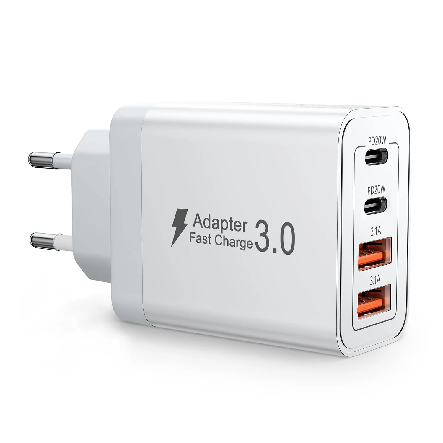 Caricatore USB C, 40W Presa USB C, Spina Ricarica Rapida PD3.0, 4 Porte Presa Type C, Adattatore usbc Multiplo, Alimentatore usb c per Samsung S23 S24 S25, iPhone 16 15 14 13, Huawei
