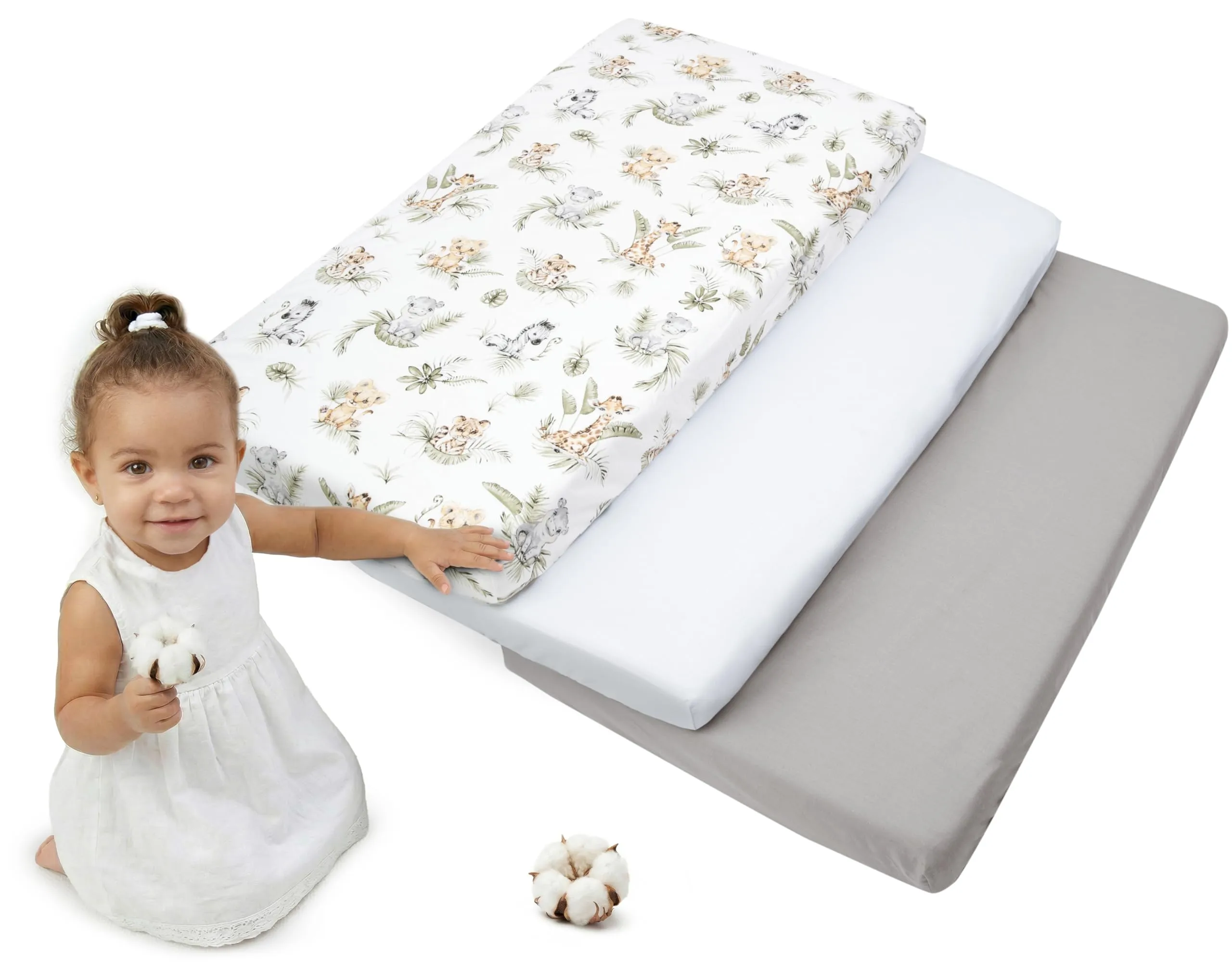 Medi Partners Set of 3 pcs. Lenzuolo con angoli 60x120 cm 100% cotone biancheria da letto materassino sacco a pelo lettino lettino