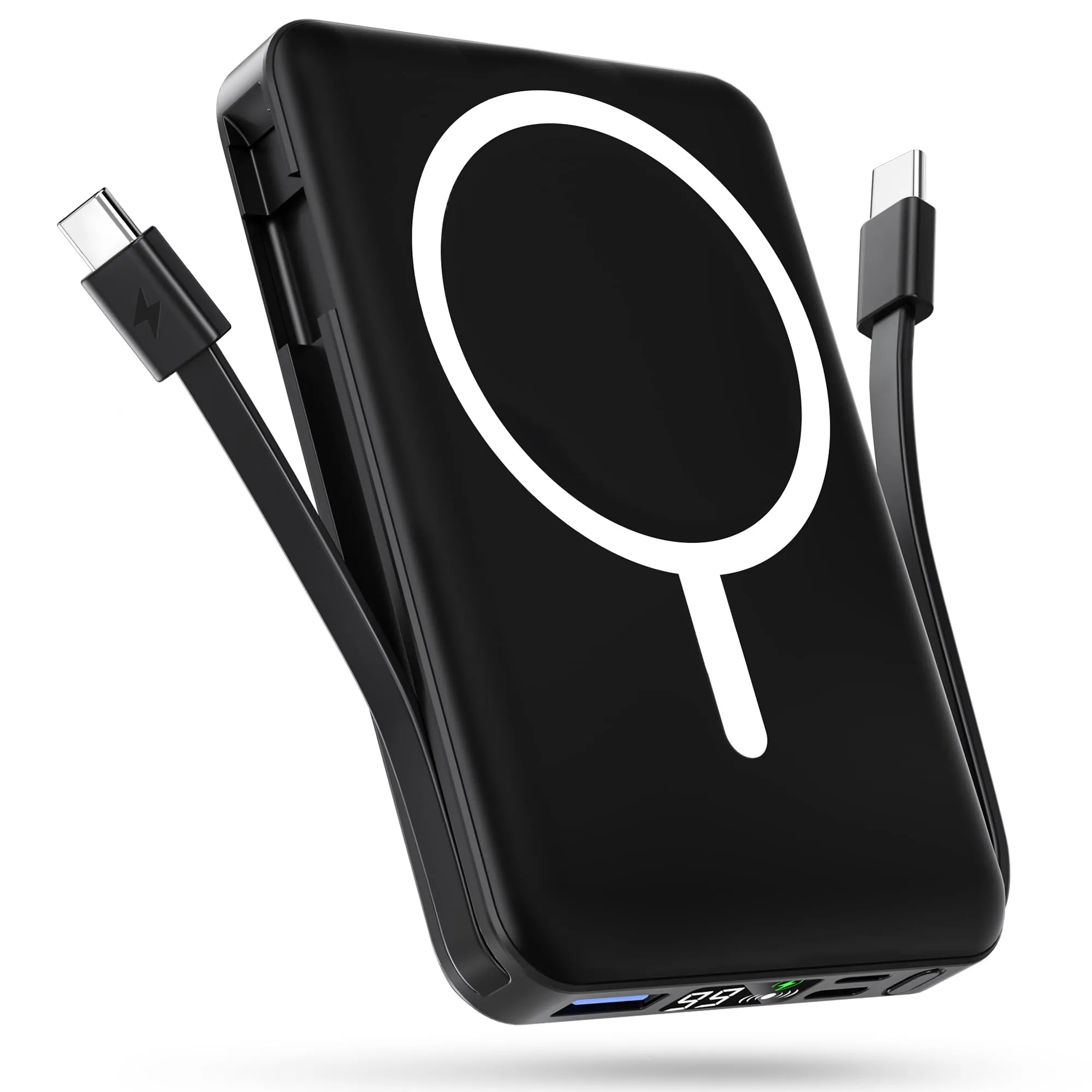 Podoru Powerbank per Mag-safe, 10000mAh Power Bank Magnetico, Powerbank Wireless PD 20W Ricarica Rapida, Caricatore Wireless Portatile per iPhone 17/16/15/14/13/12 Tutto Series-Nero